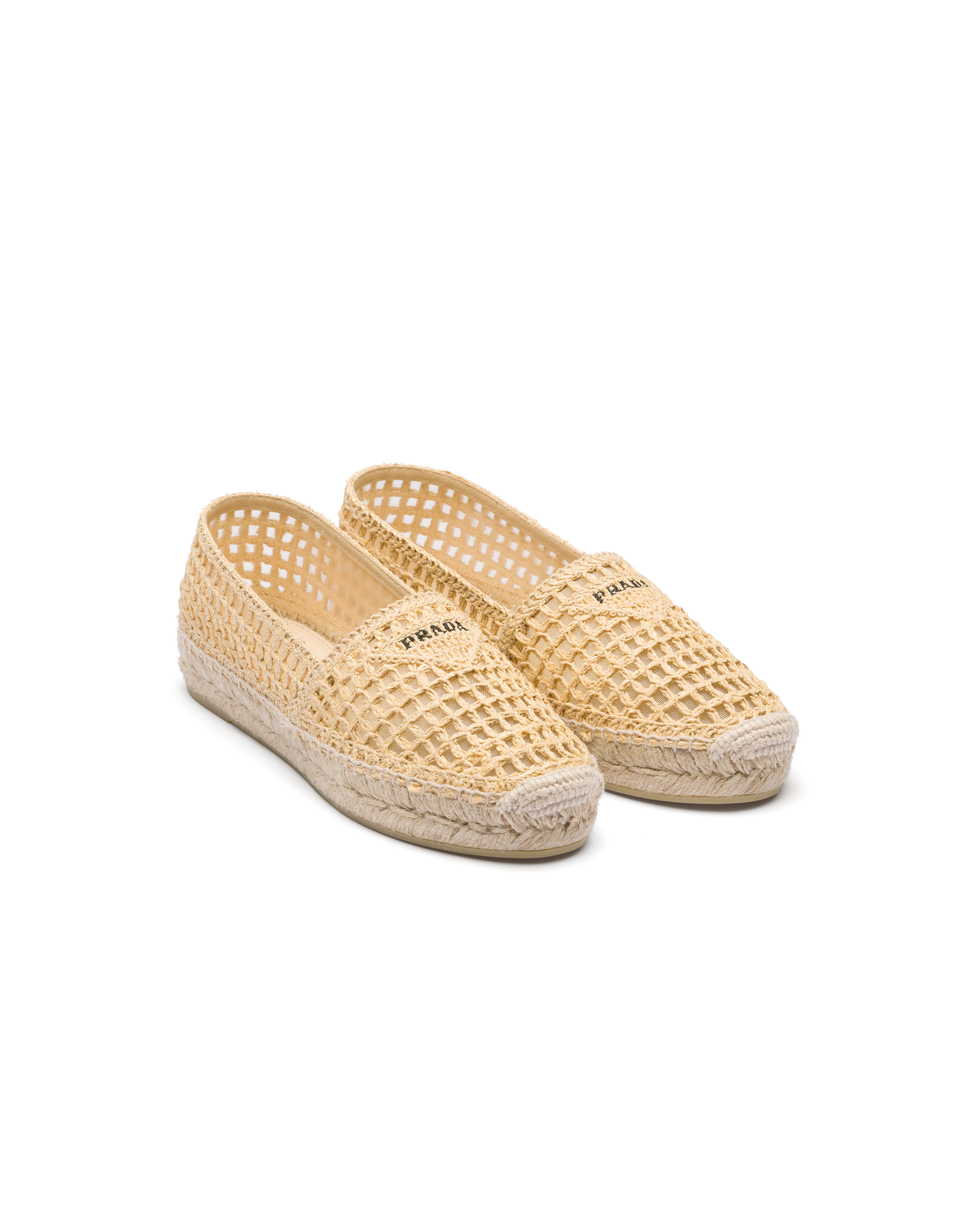 Prada Crochet Espadrilles In Natural