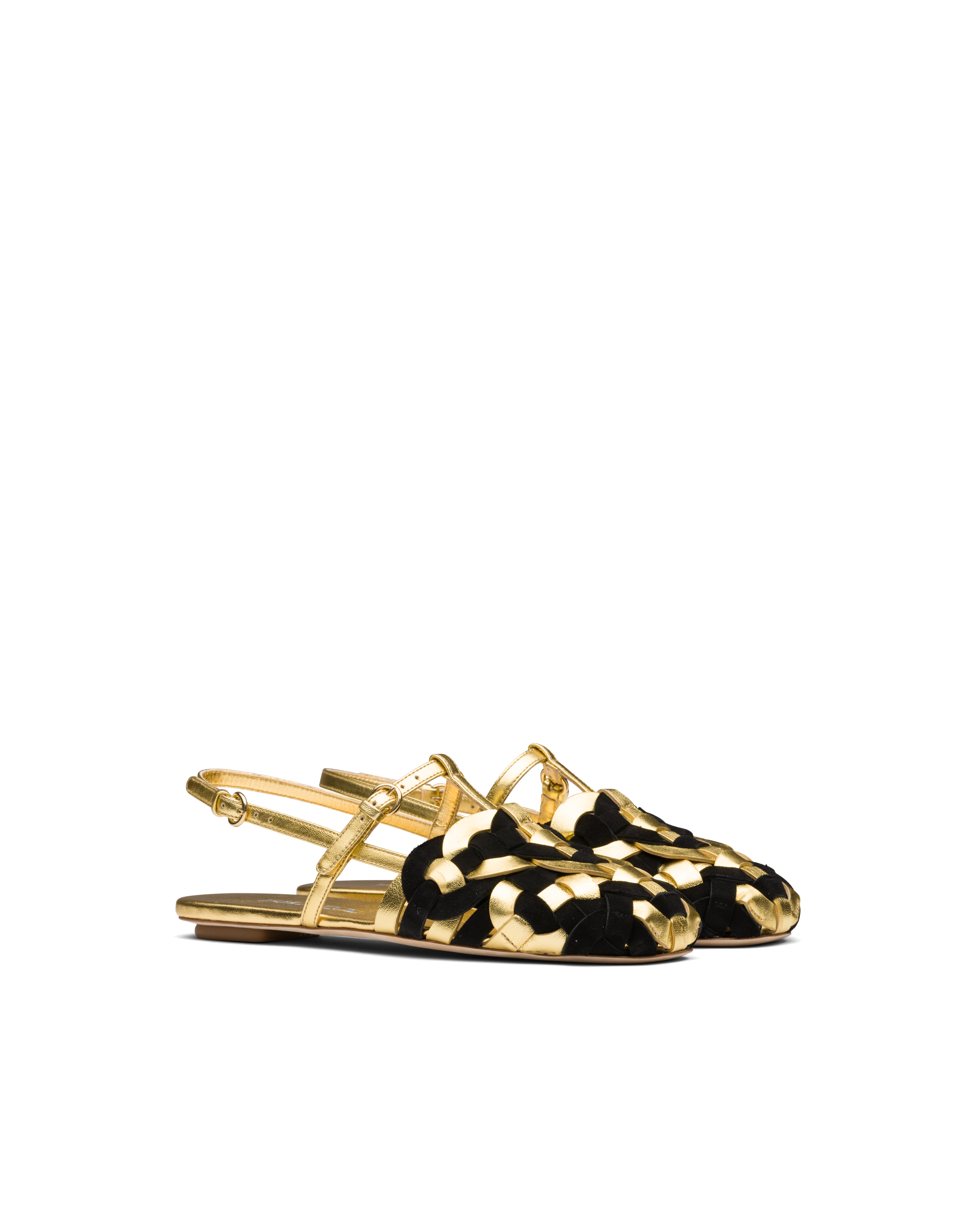 prada gold flat sandals