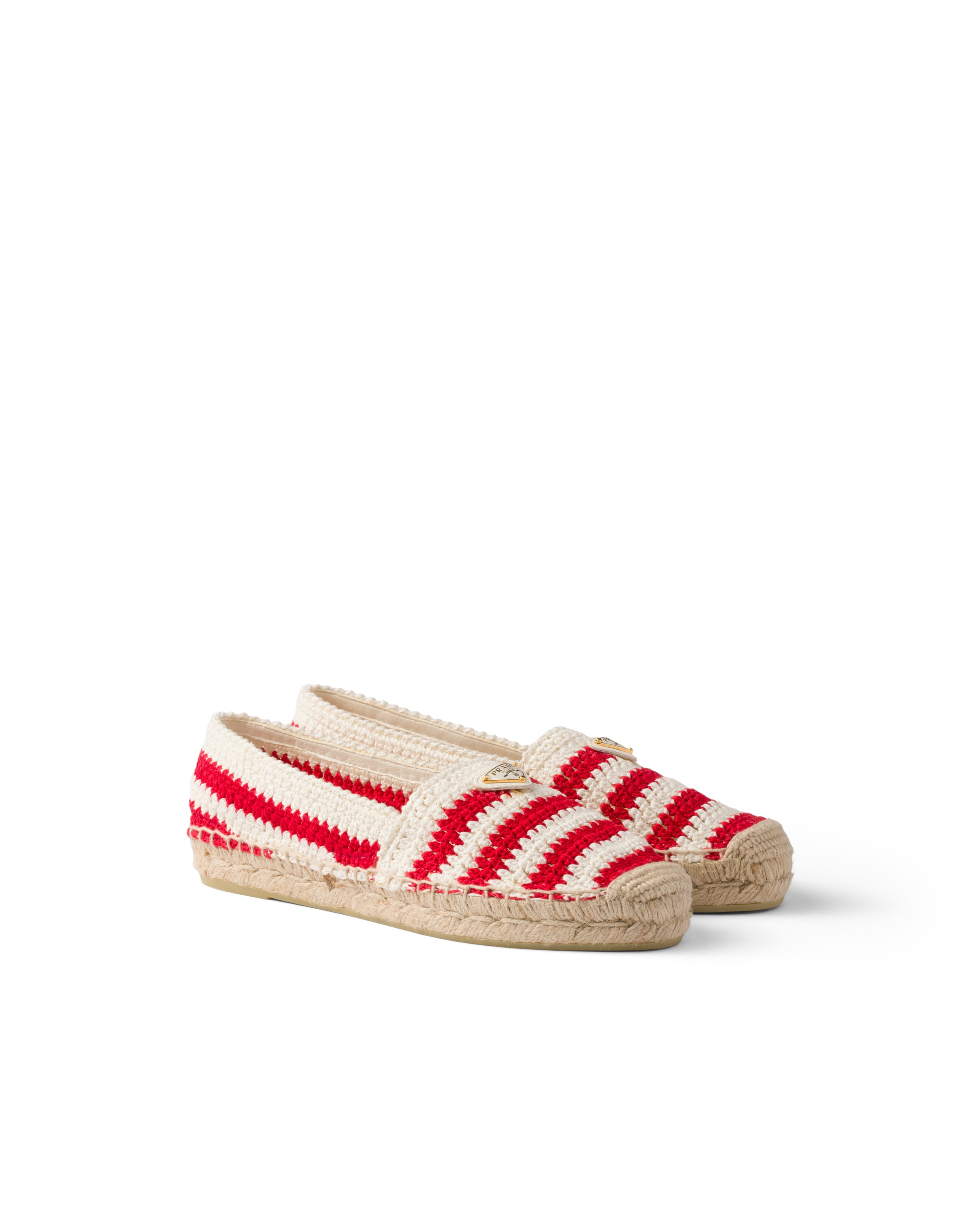 Prada Espadrillas In Maglia Crochet, Donna, Rosso, Taglia 38