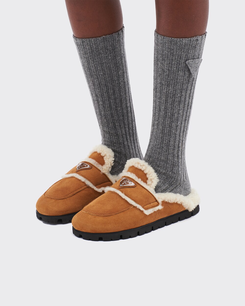 Prada shearling slippers clearance