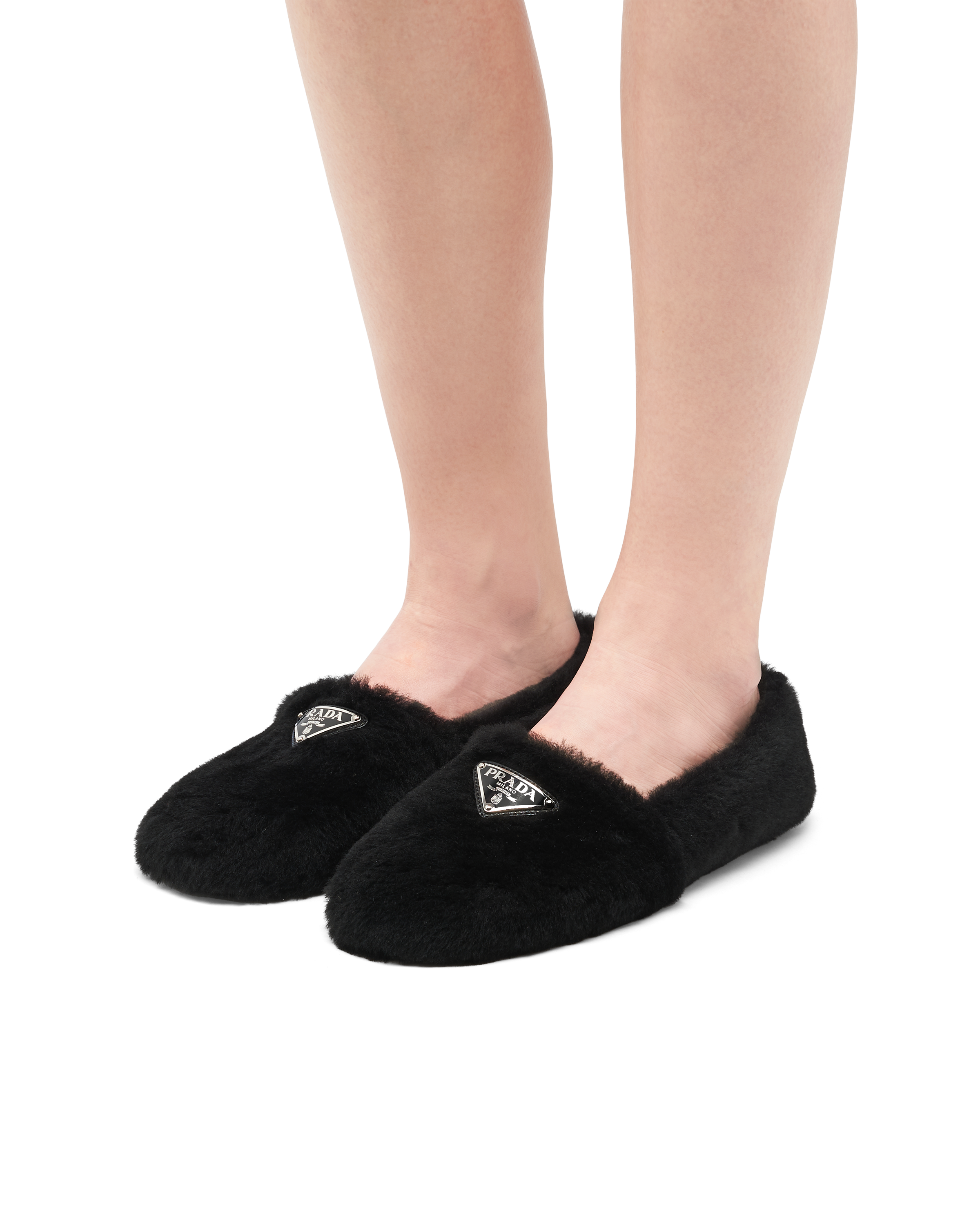 Black Shearling slippers | Prada