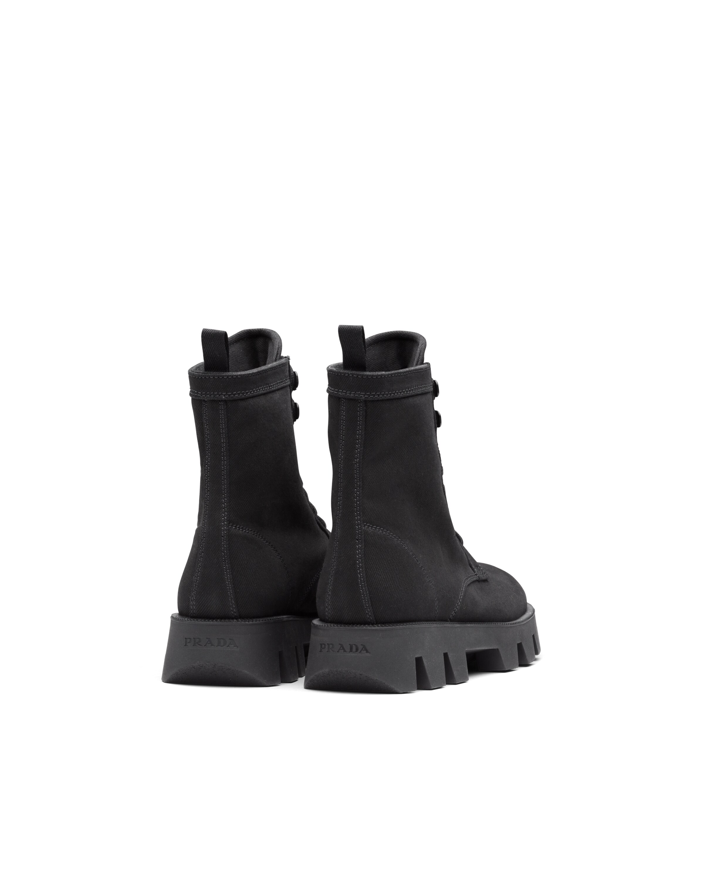 prada denim laced booties