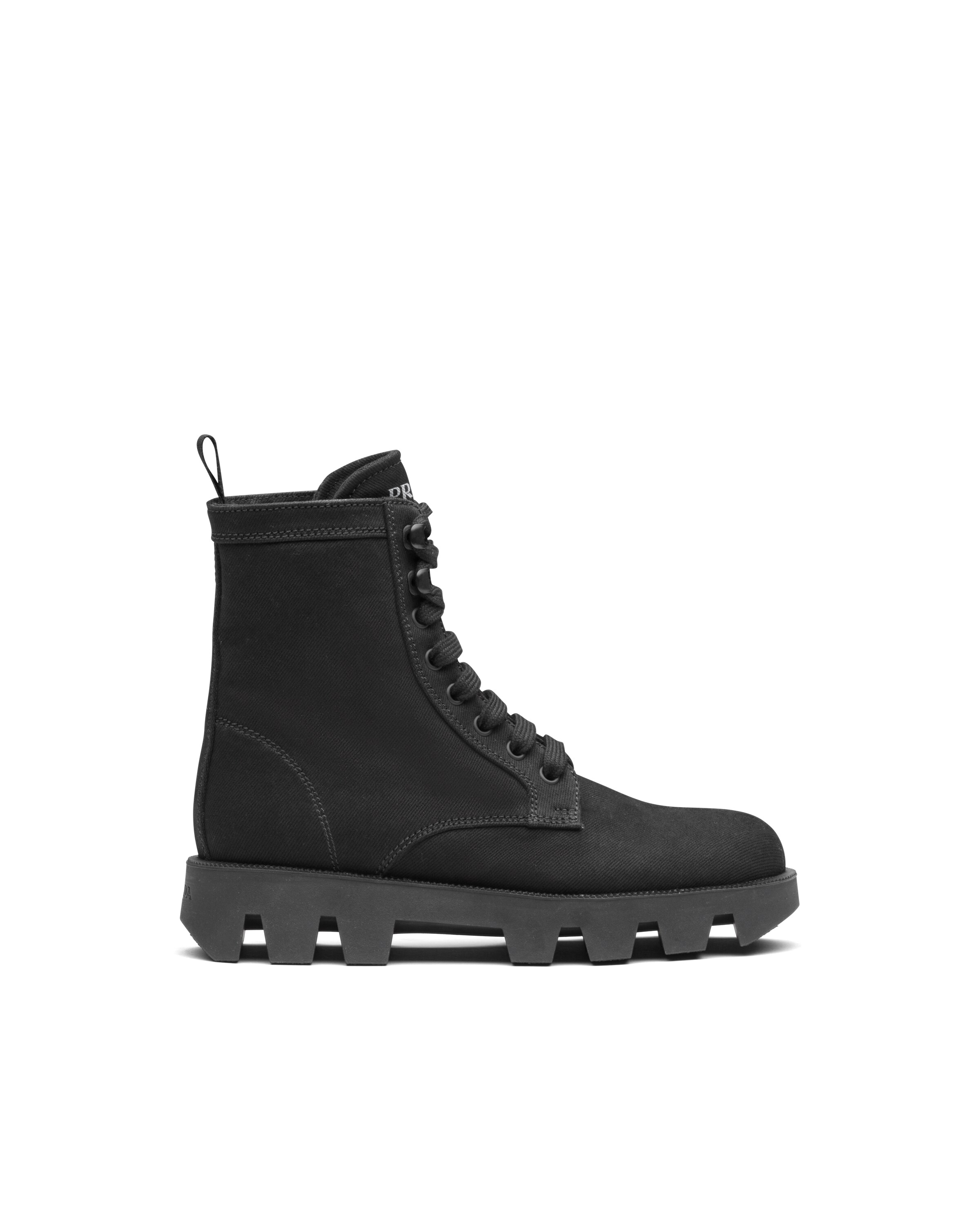 prada denim laced booties