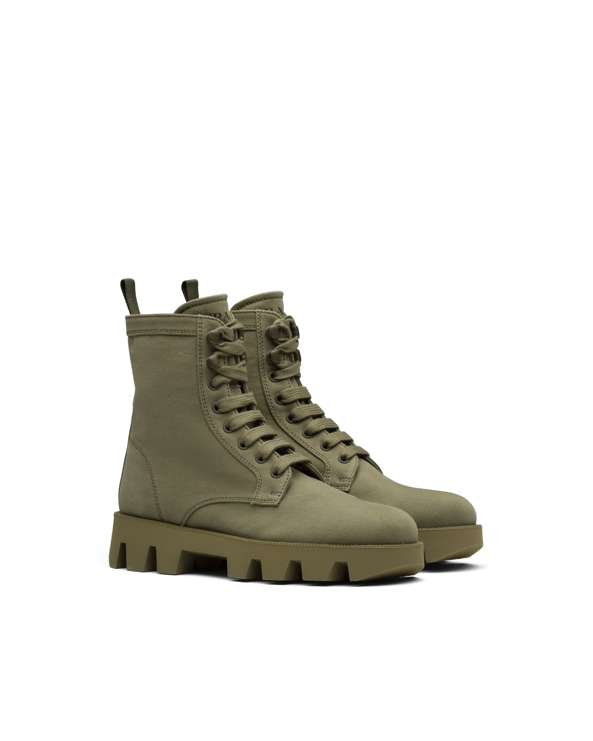 prada denim laced booties