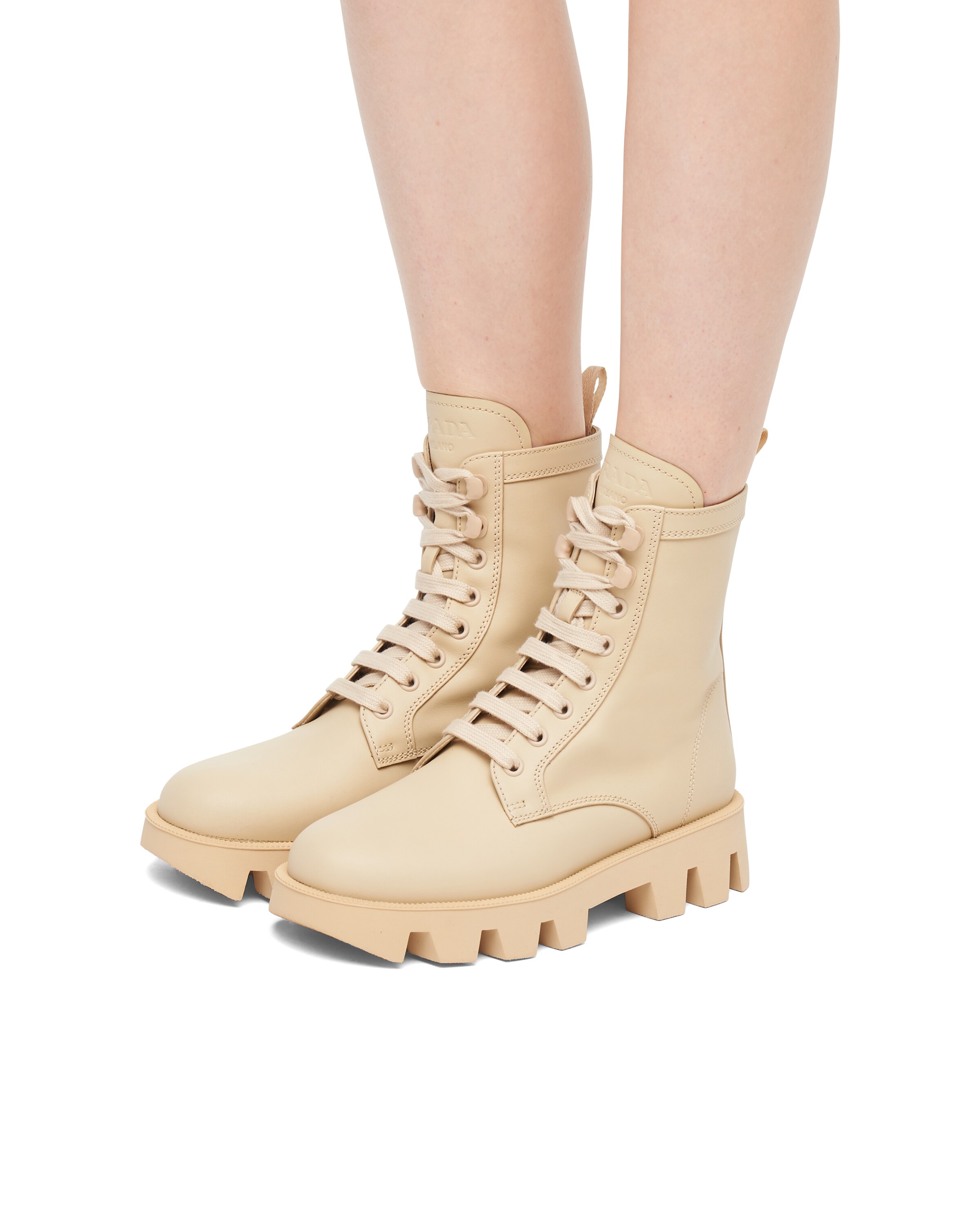 prada laced leather booties