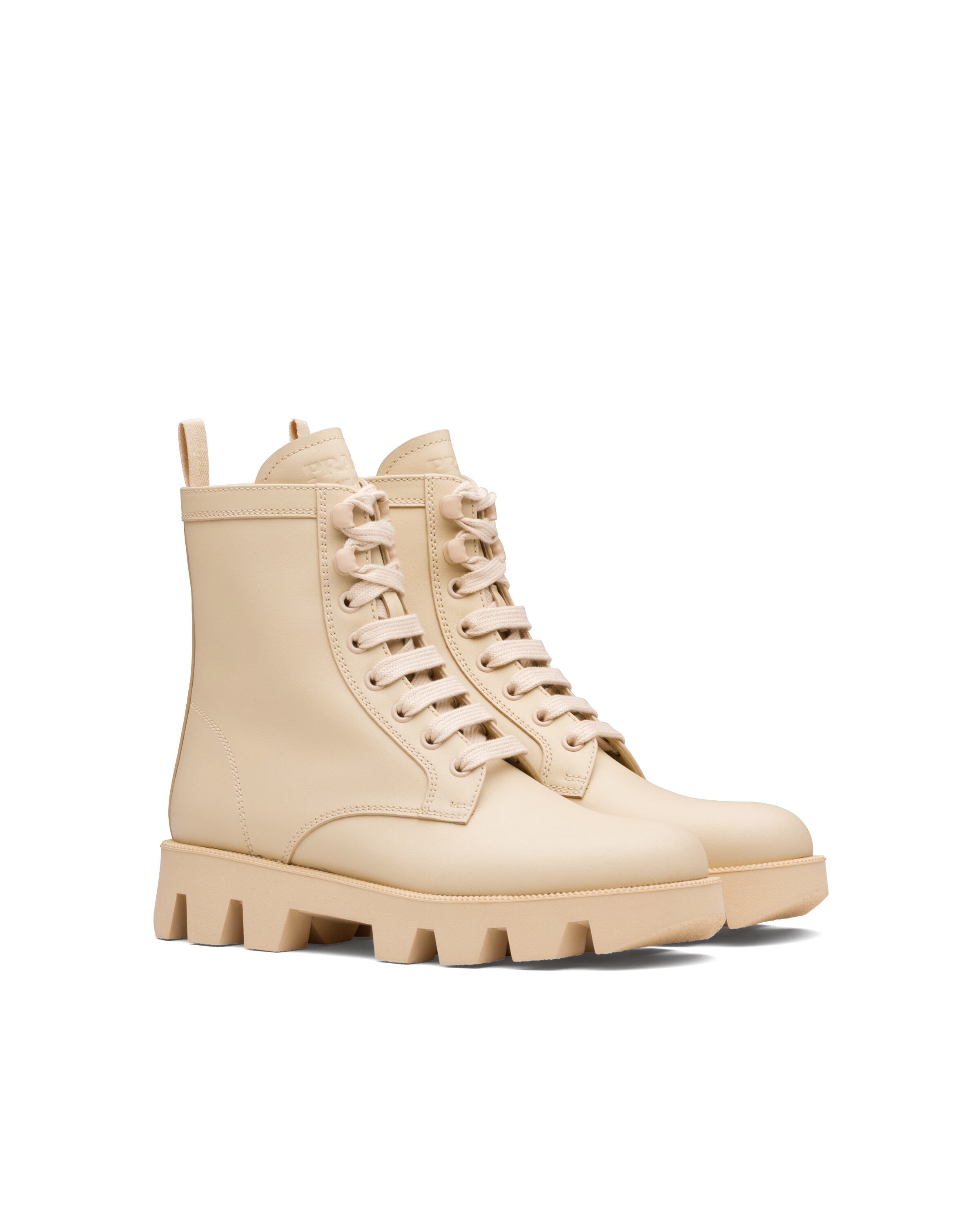 Leather laced booties Prada