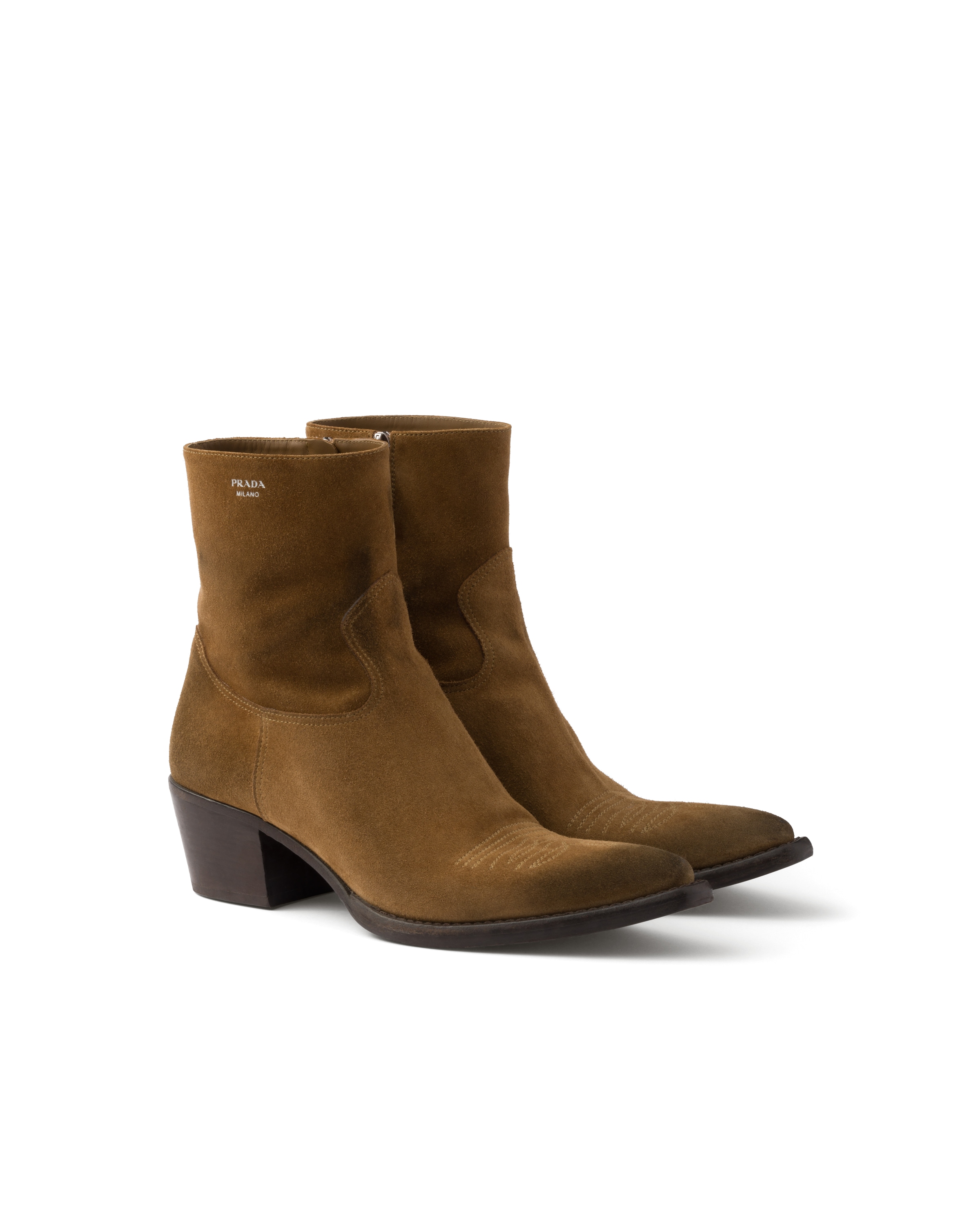 Prada Stivaletti In Pelle Scamosciata, Donna, Tabacco, Taglia 37,5