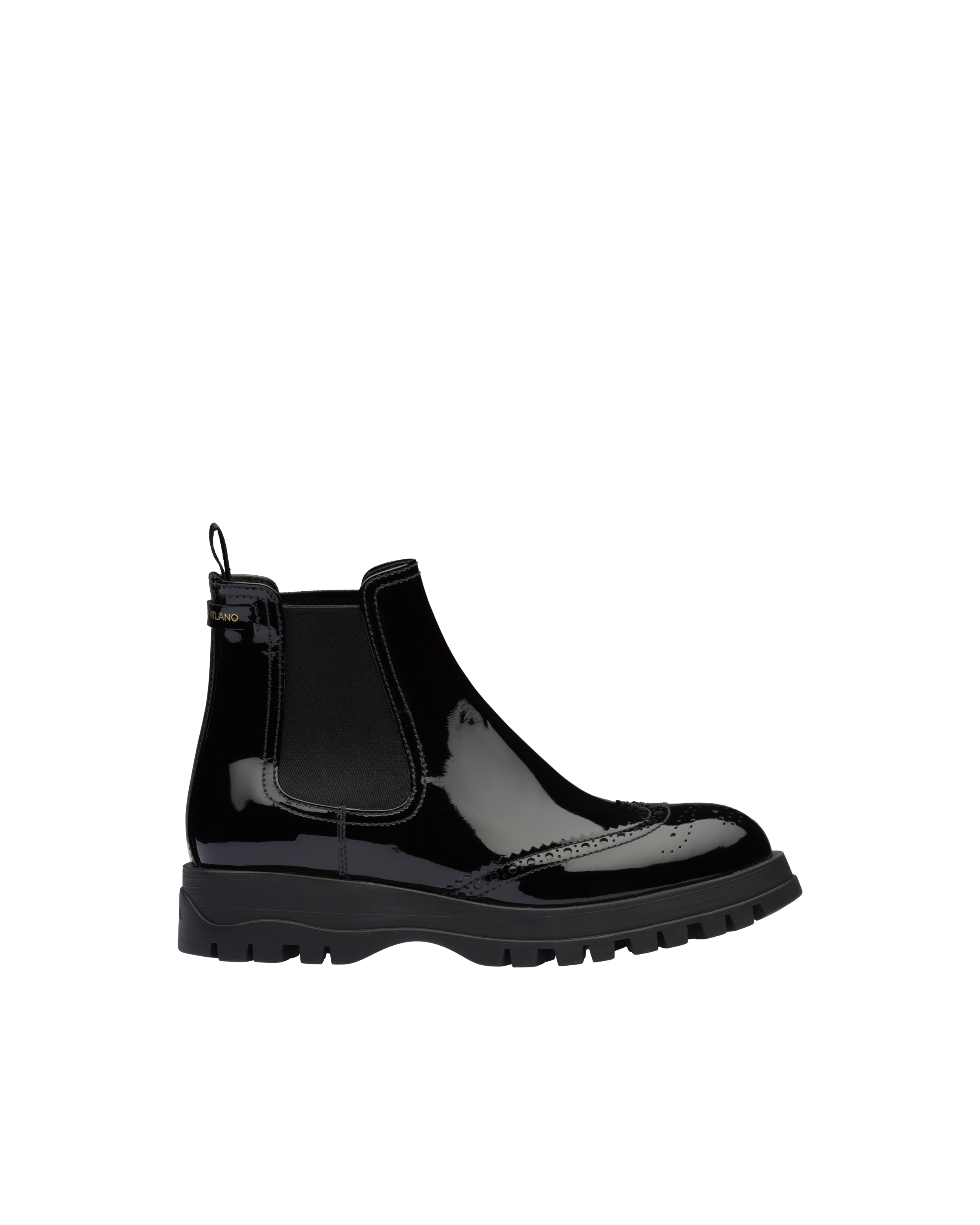 prada patent leather booties