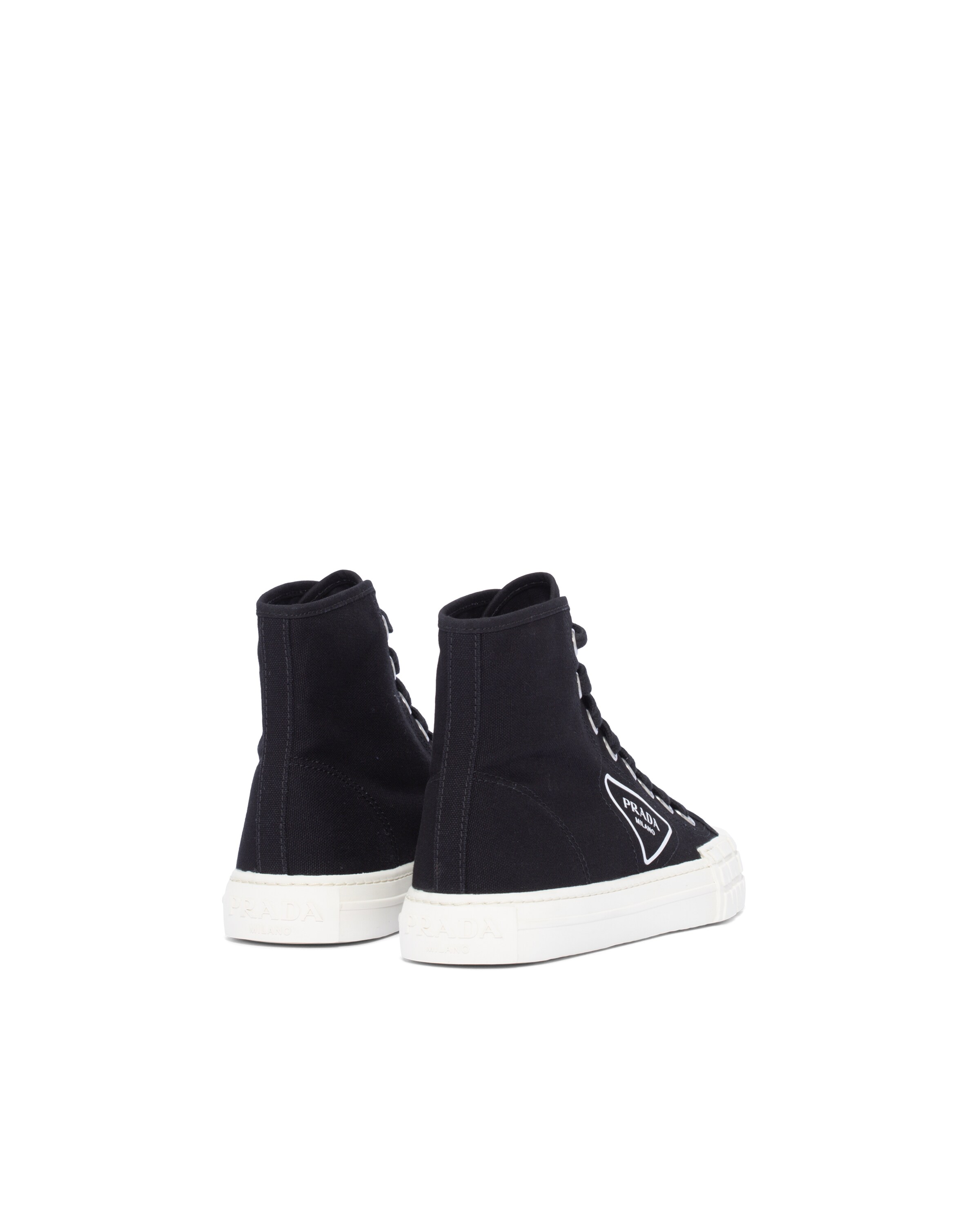 Black/ivory Cotton canvas hightop sneakers Prada