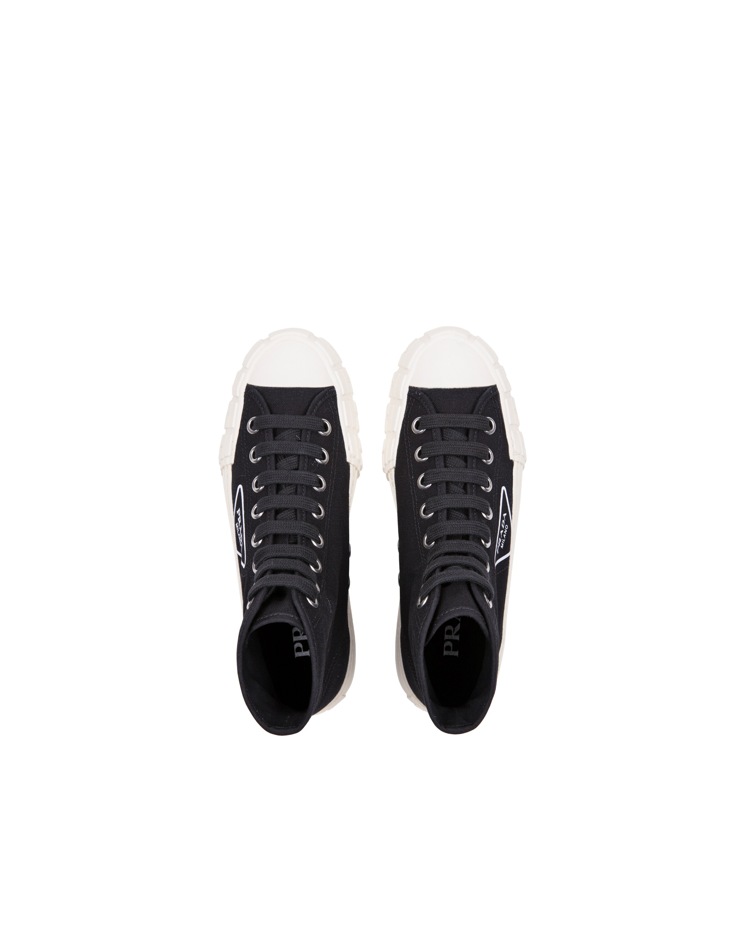 Black/ivory Cotton canvas hightop sneakers Prada