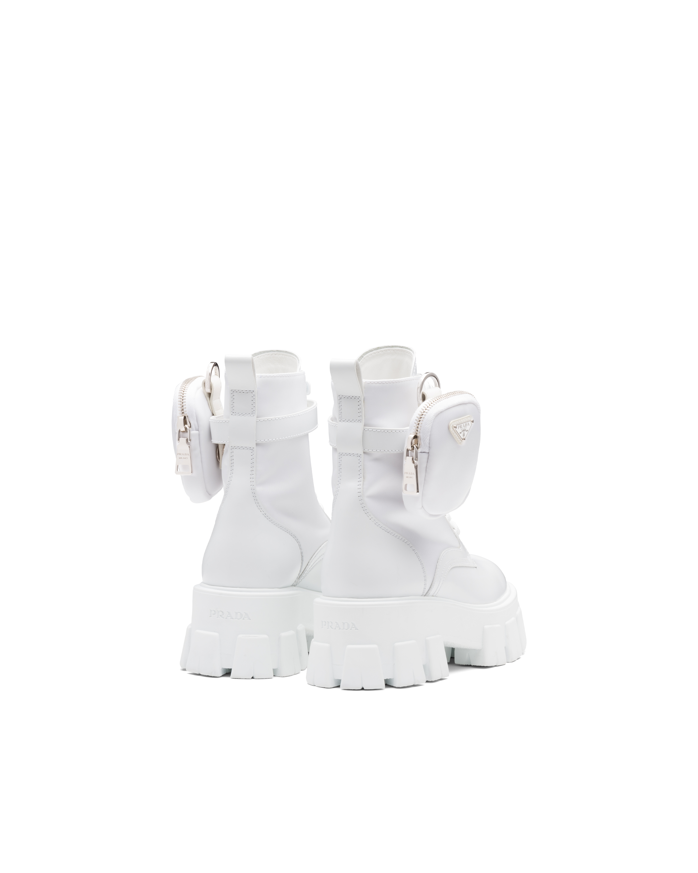 brushed rois leather and nylon monolith boots white