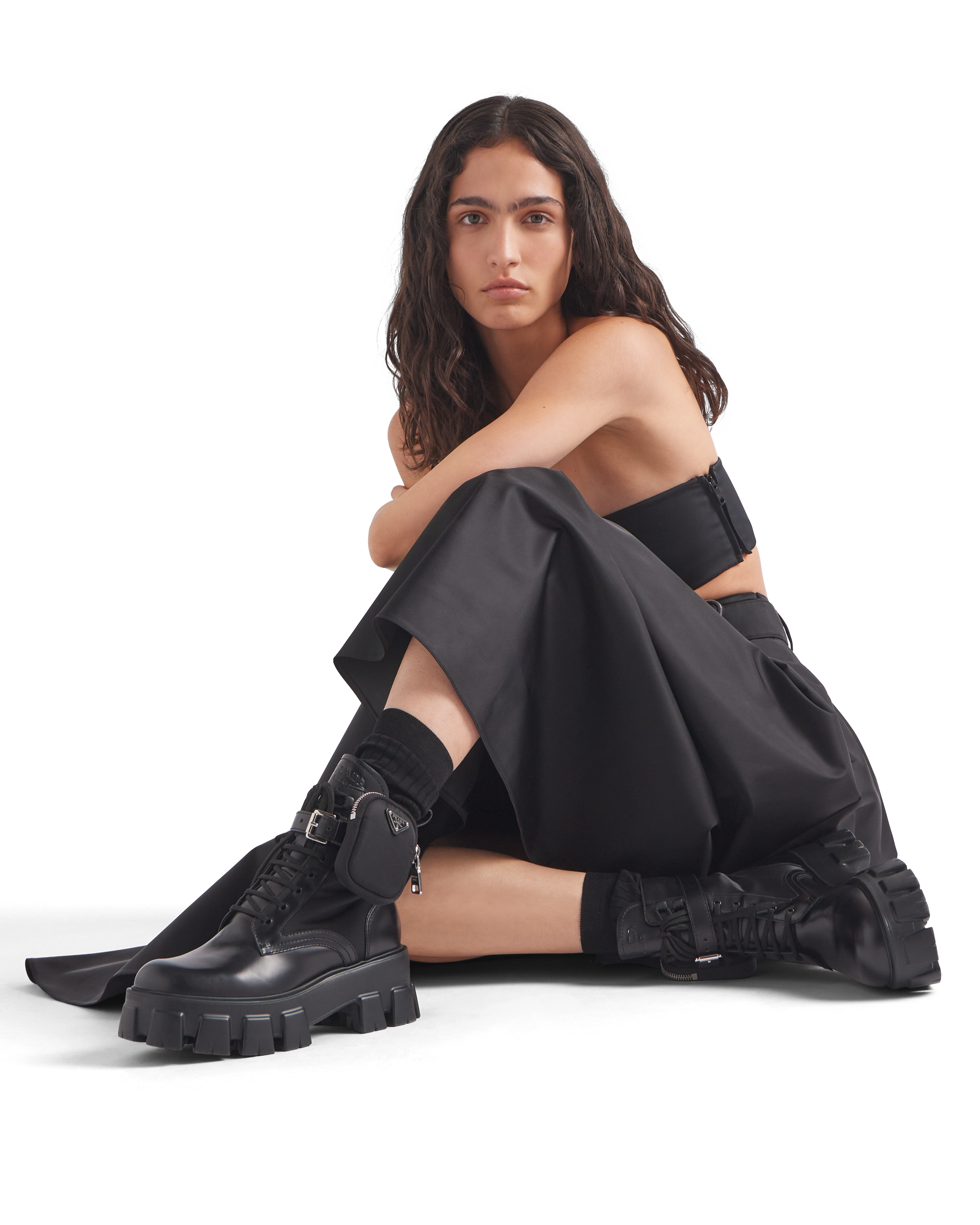 prada nylon boots with pouch