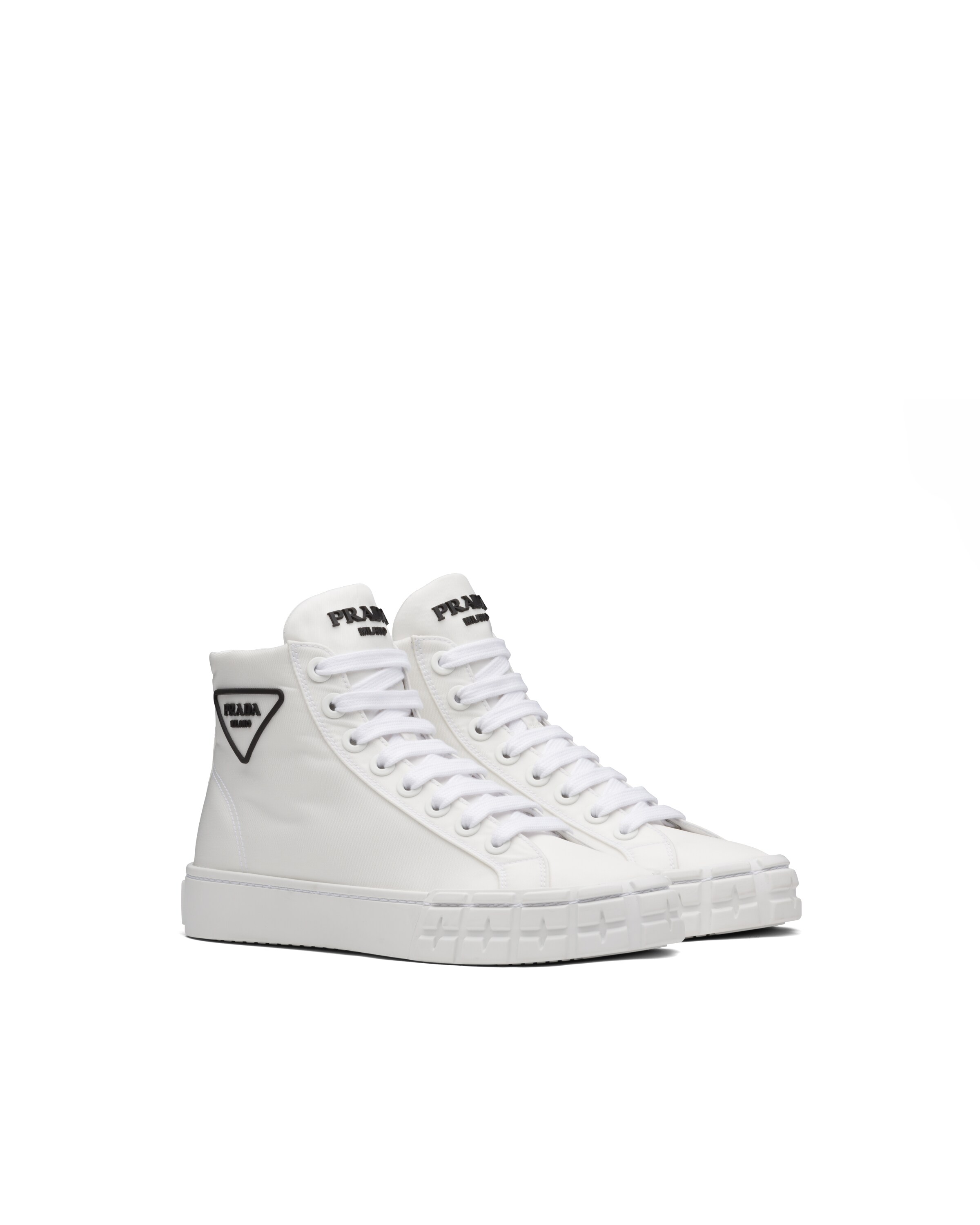 PRA DOUBLE WHEEL RE-NYLON GABARDINE SNEAKERS BLACK CALFSKIN