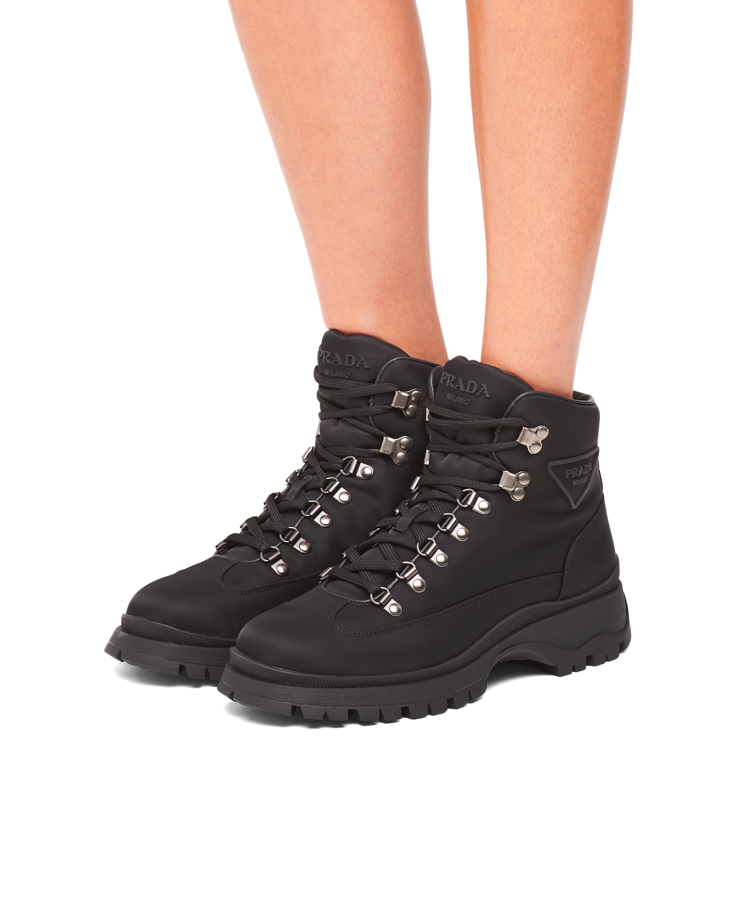 Black Brixxen ReNylon Gabardine hiking boots Prada