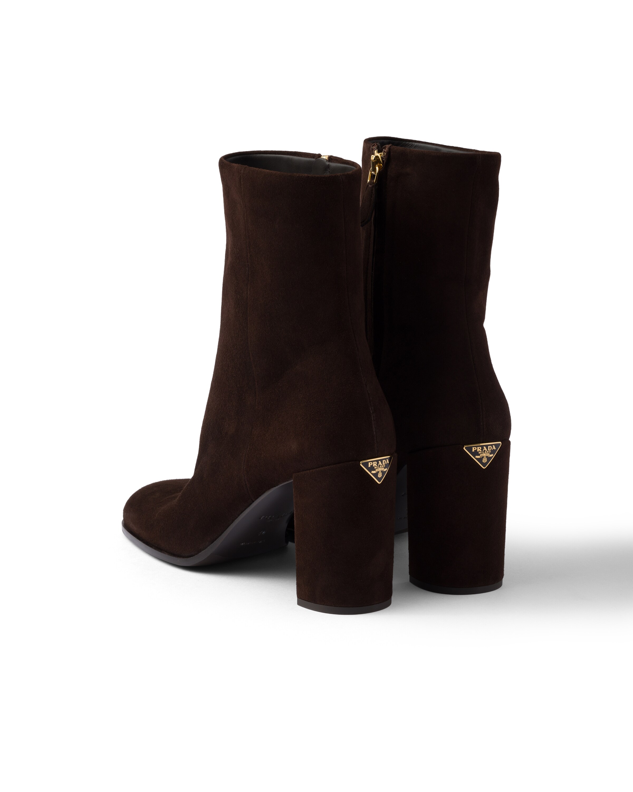 Prada Womens Brown Brand-plaque Suede Heeled Ankle Boots Eur 36 / 3 Uk In Multi