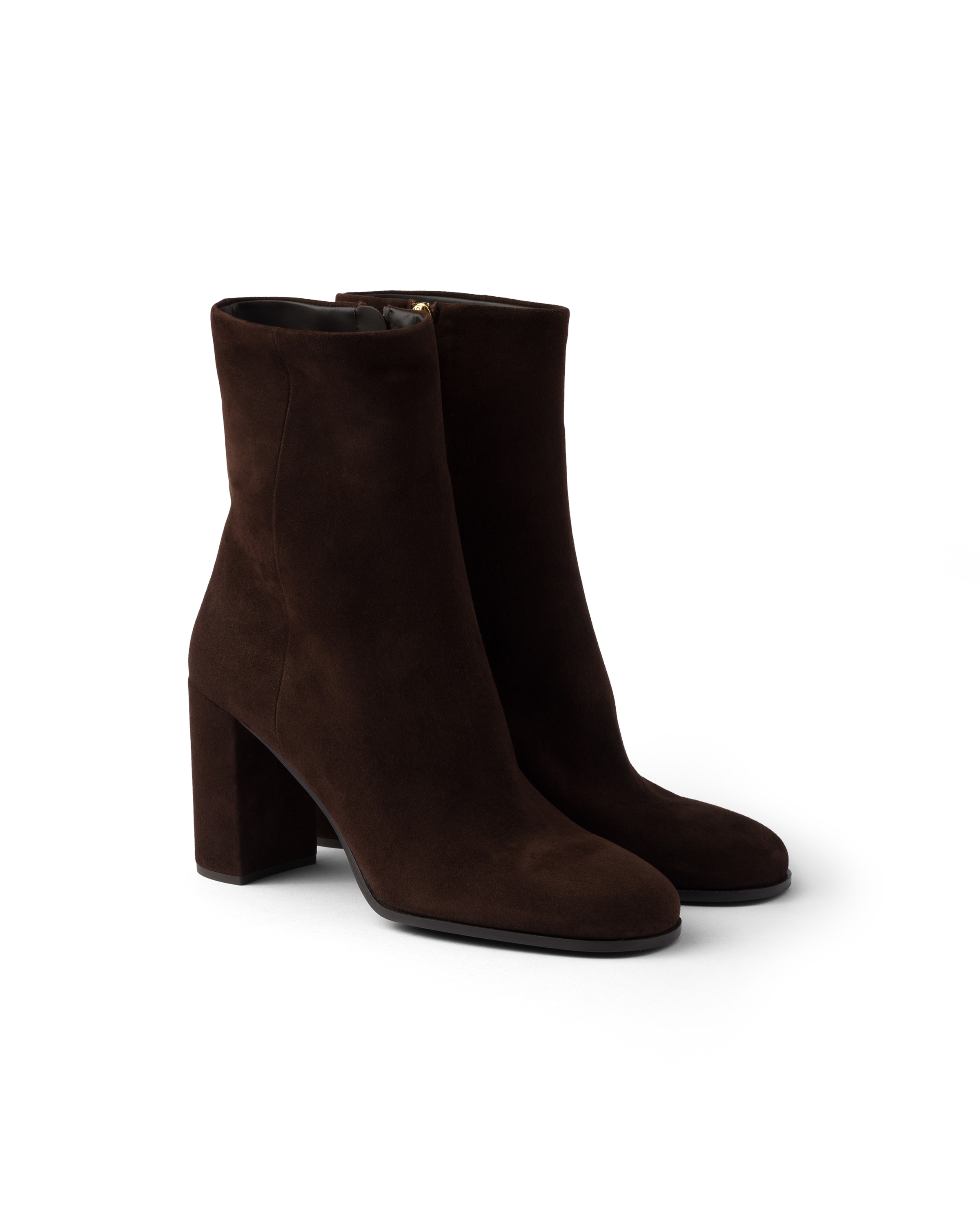 Prada Womens Brown Brand-plaque Suede Heeled Ankle Boots Eur 36 / 3 Uk In Multi