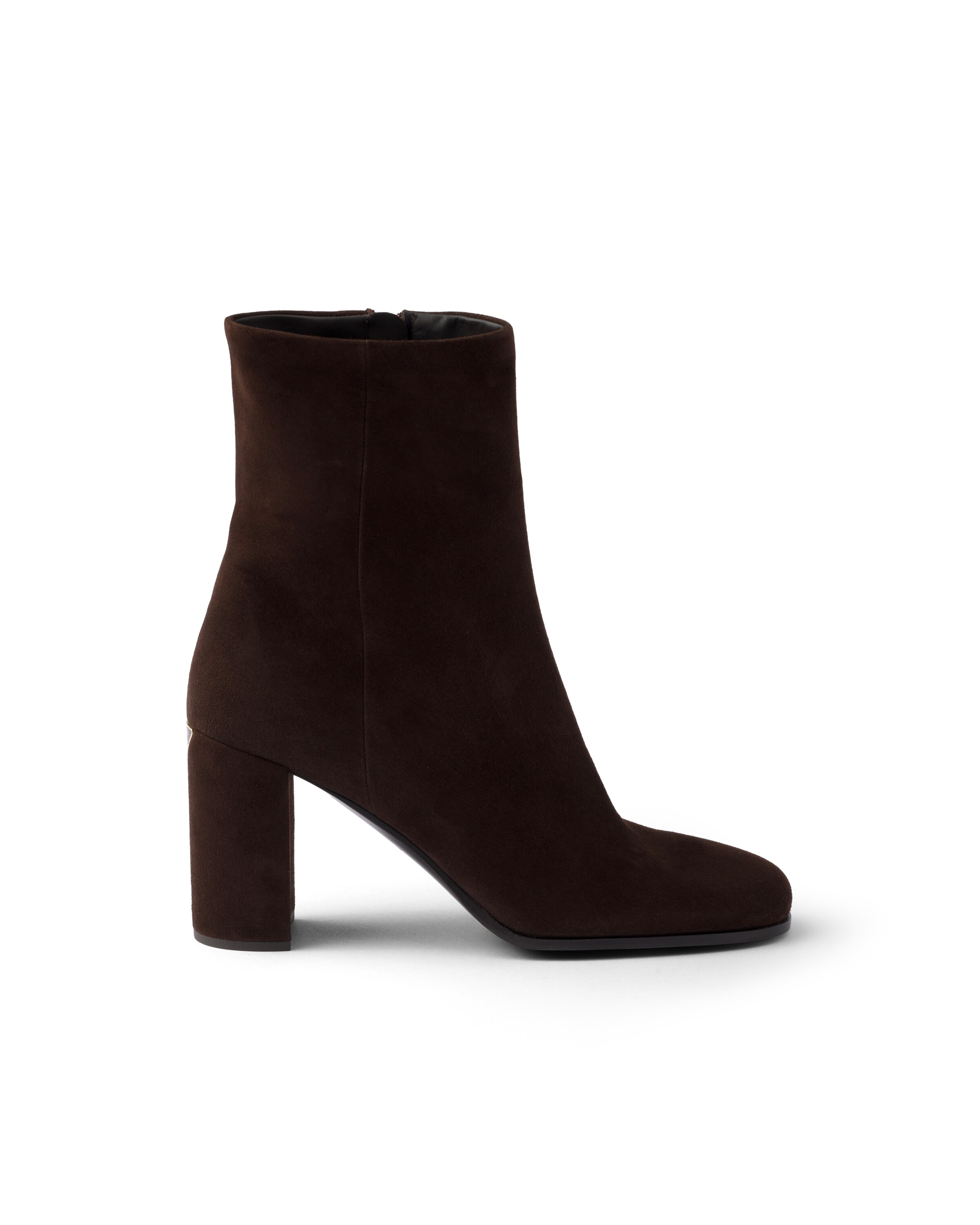 Prada Womens Brown Brand-plaque Suede Heeled Ankle Boots Eur 36 / 3 Uk In Multi