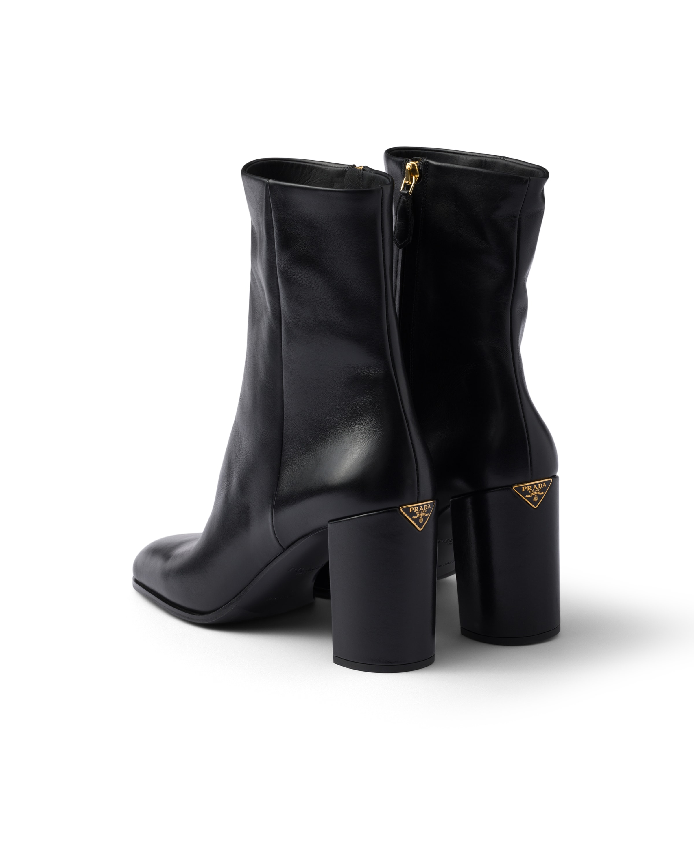 Prada 85 Leather Ankle Boots In Multi
