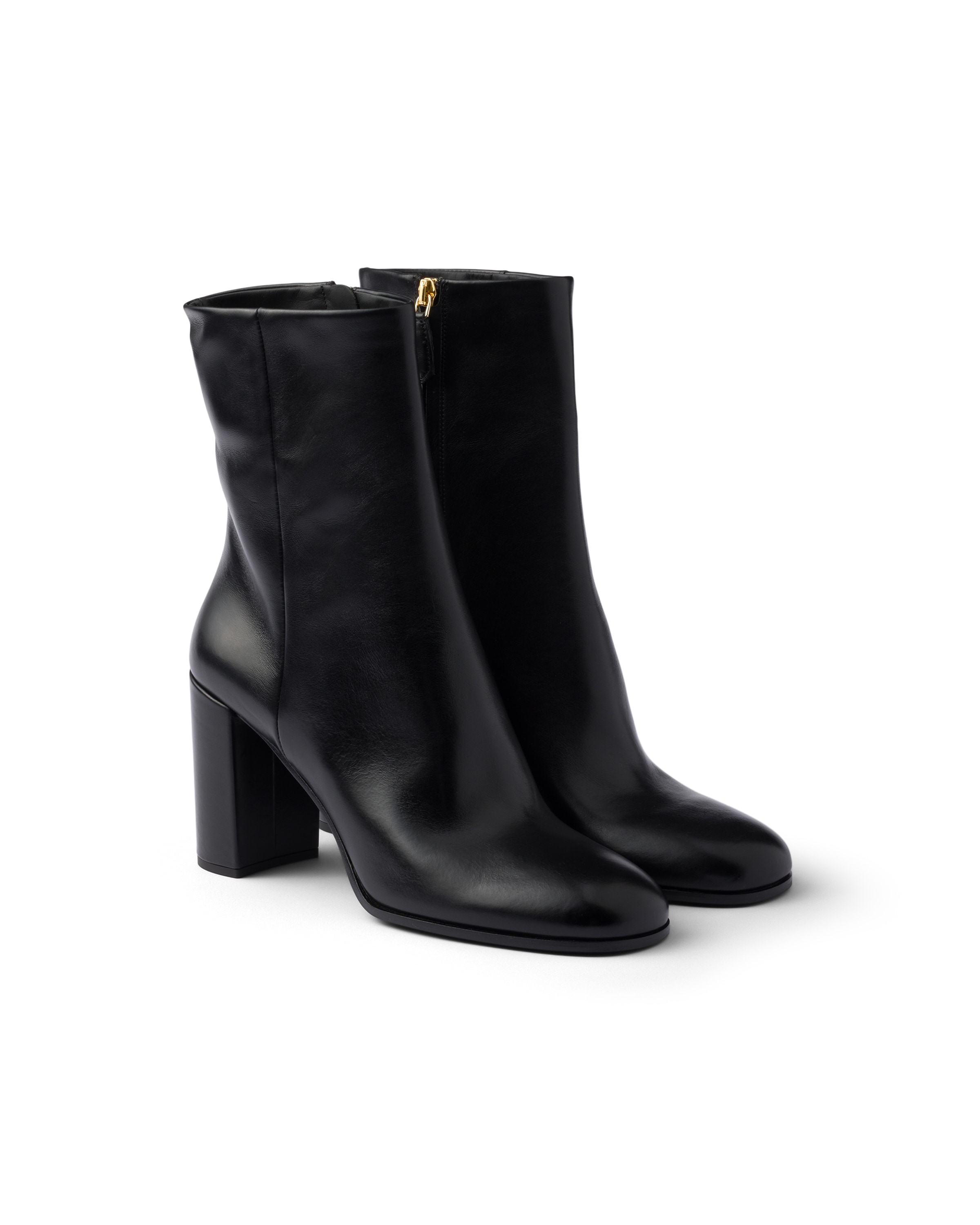 Prada 85 Leather Ankle Boots In Multi