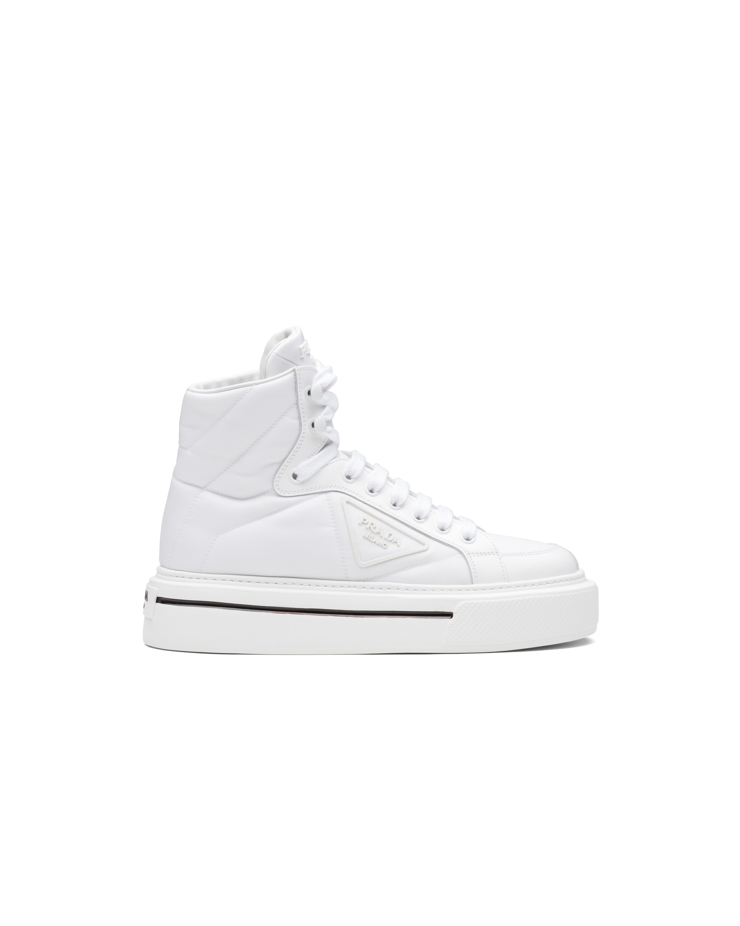 prada macro leather and nylon sneakers