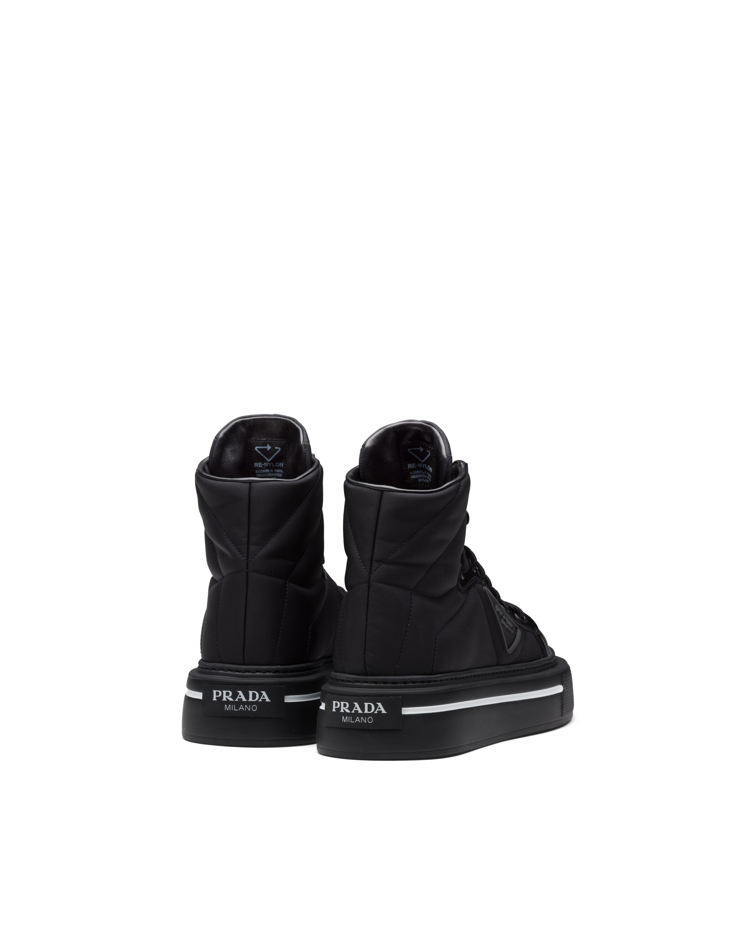 prada macro leather and nylon sneakers