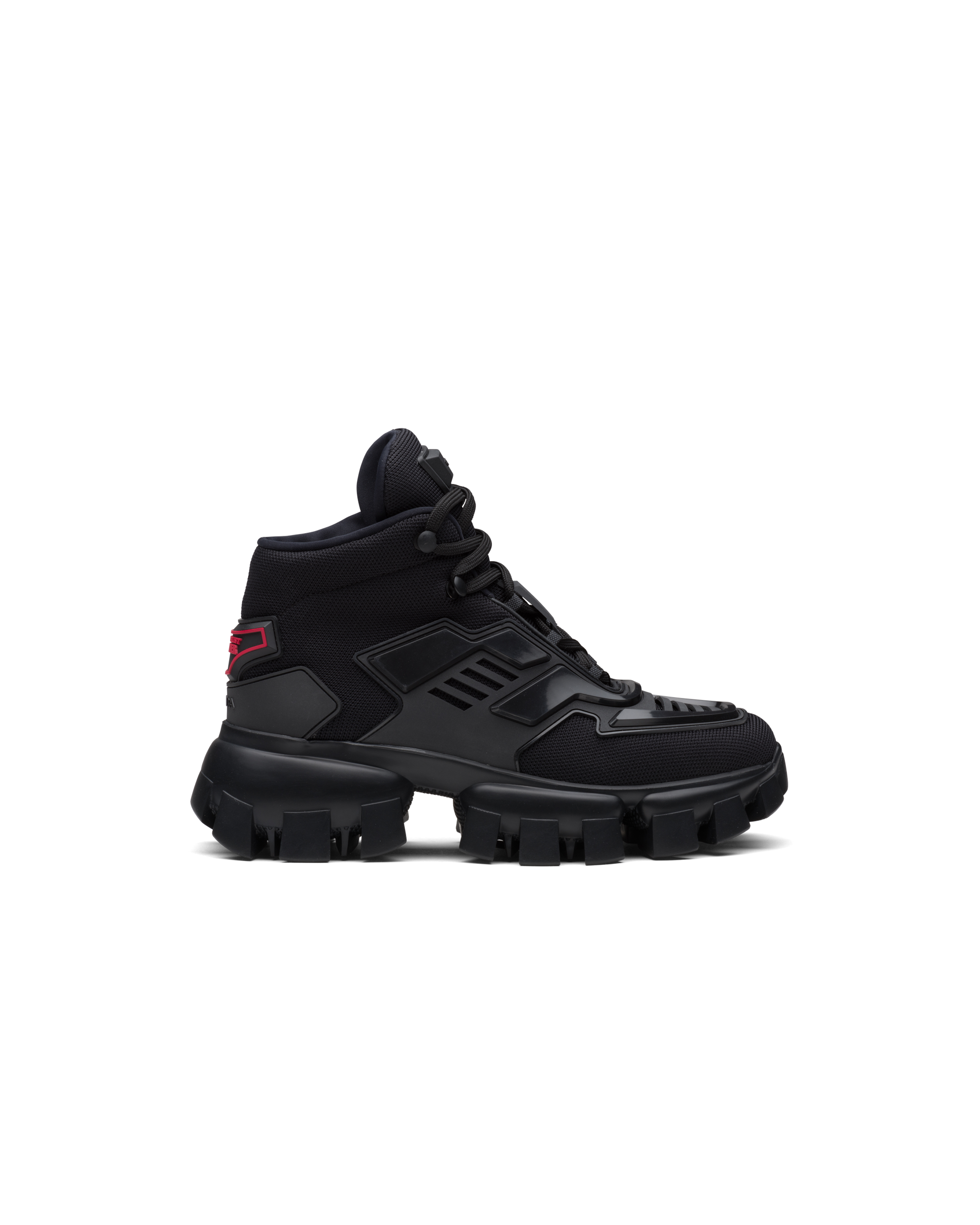 Black Prada Cloudbust Thunder knit fabric high-top sneakers | Prada