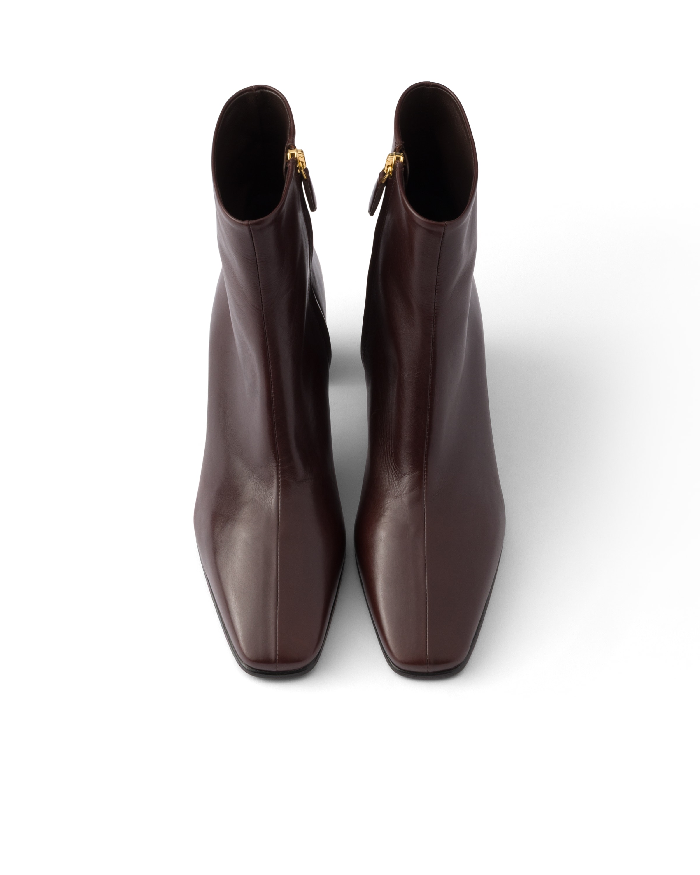 Prada Leather Booties In Brown