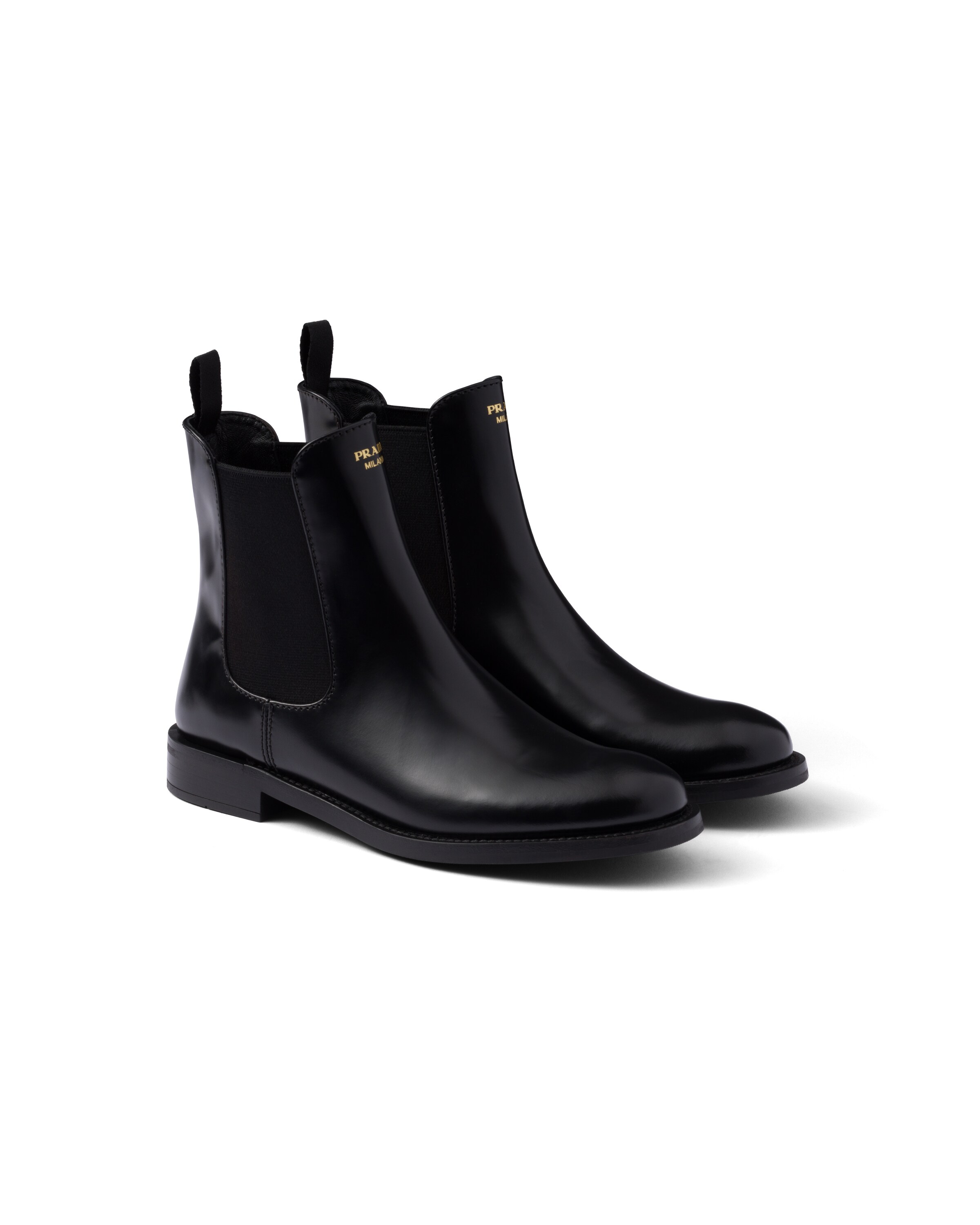 Prada Stivaletti Chelsea In Pelle Spazzolata, Donna, Nero, Taglia 39,5