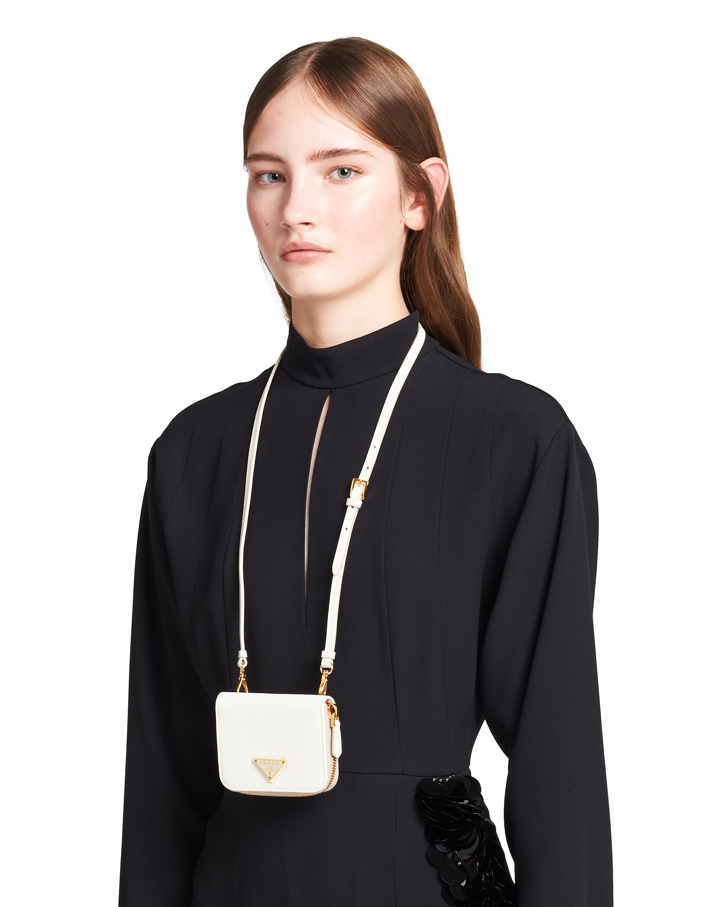 White Wallet with shoulder strap Prada