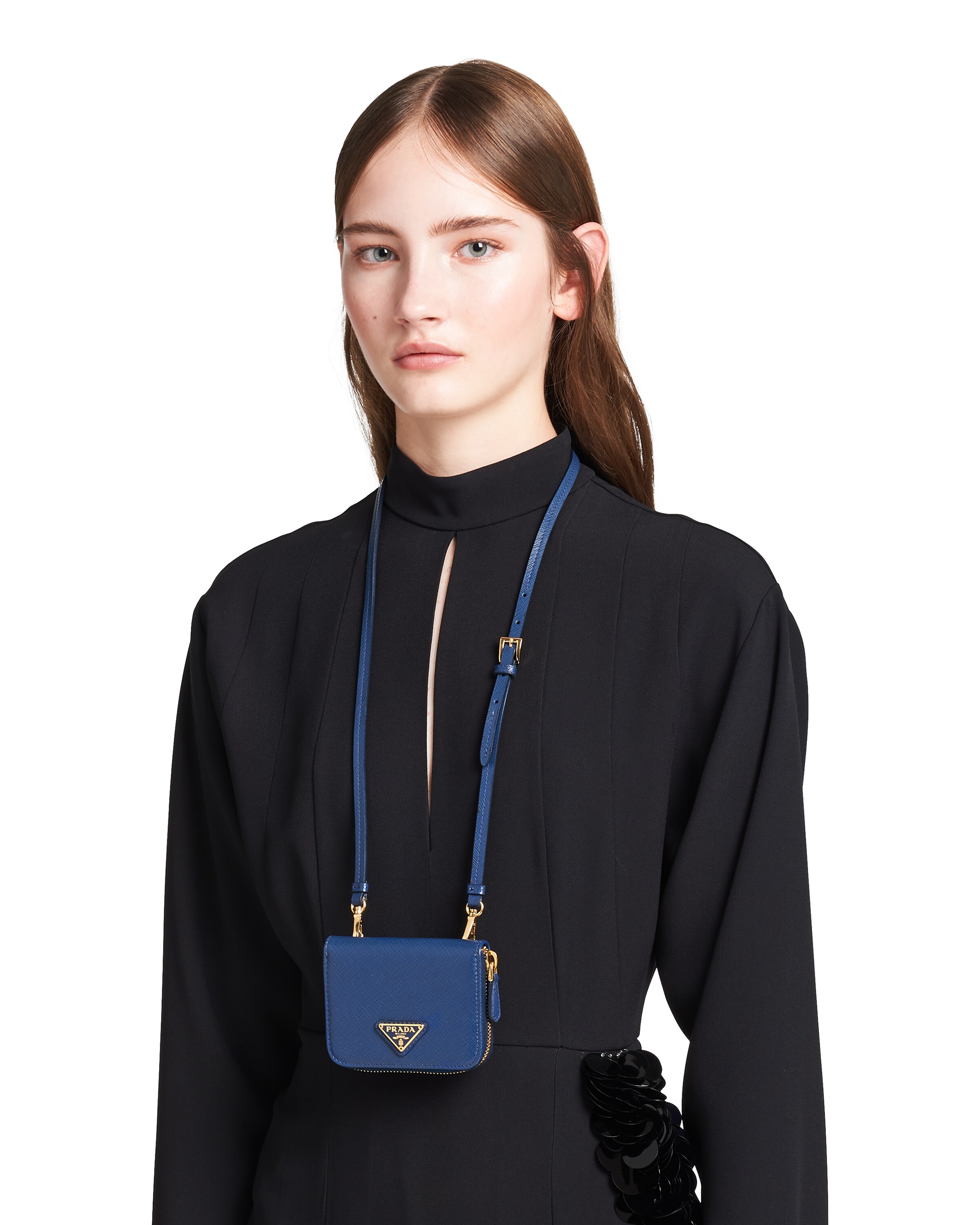 Bluette Wallet with shoulder strap Prada