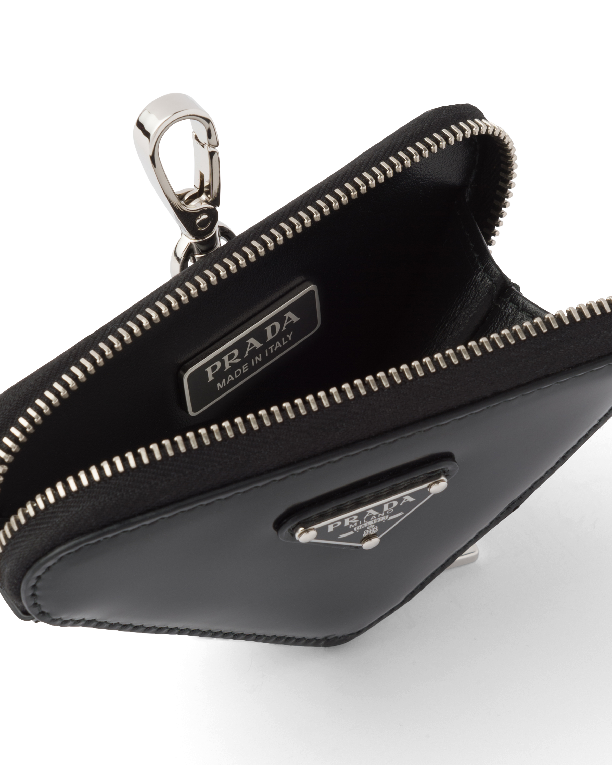 Brushed leather triangle mini-pouch