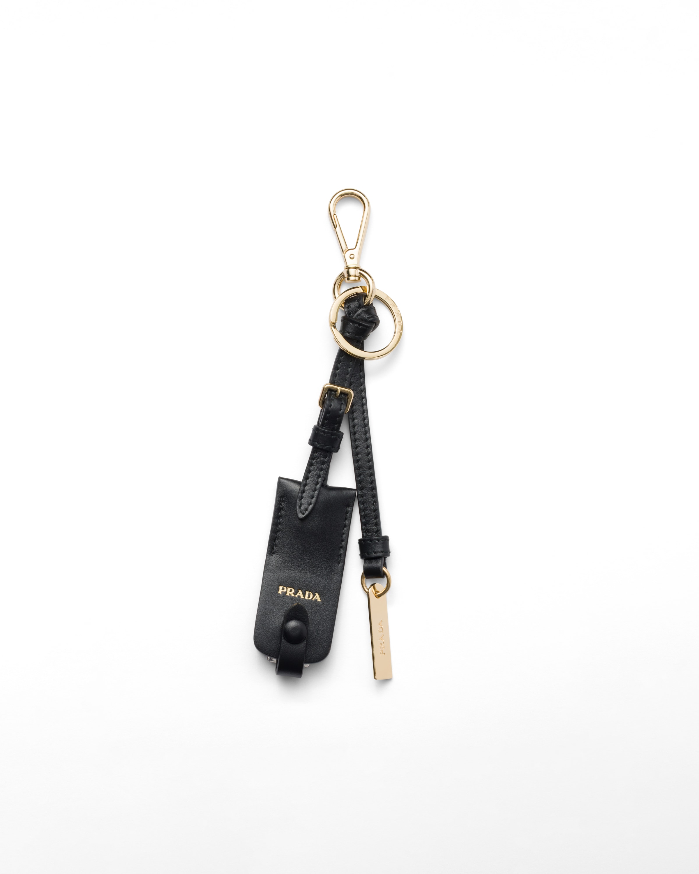 Prada Ciondolo Porta Specchietto In Pelle, Donna, Nero