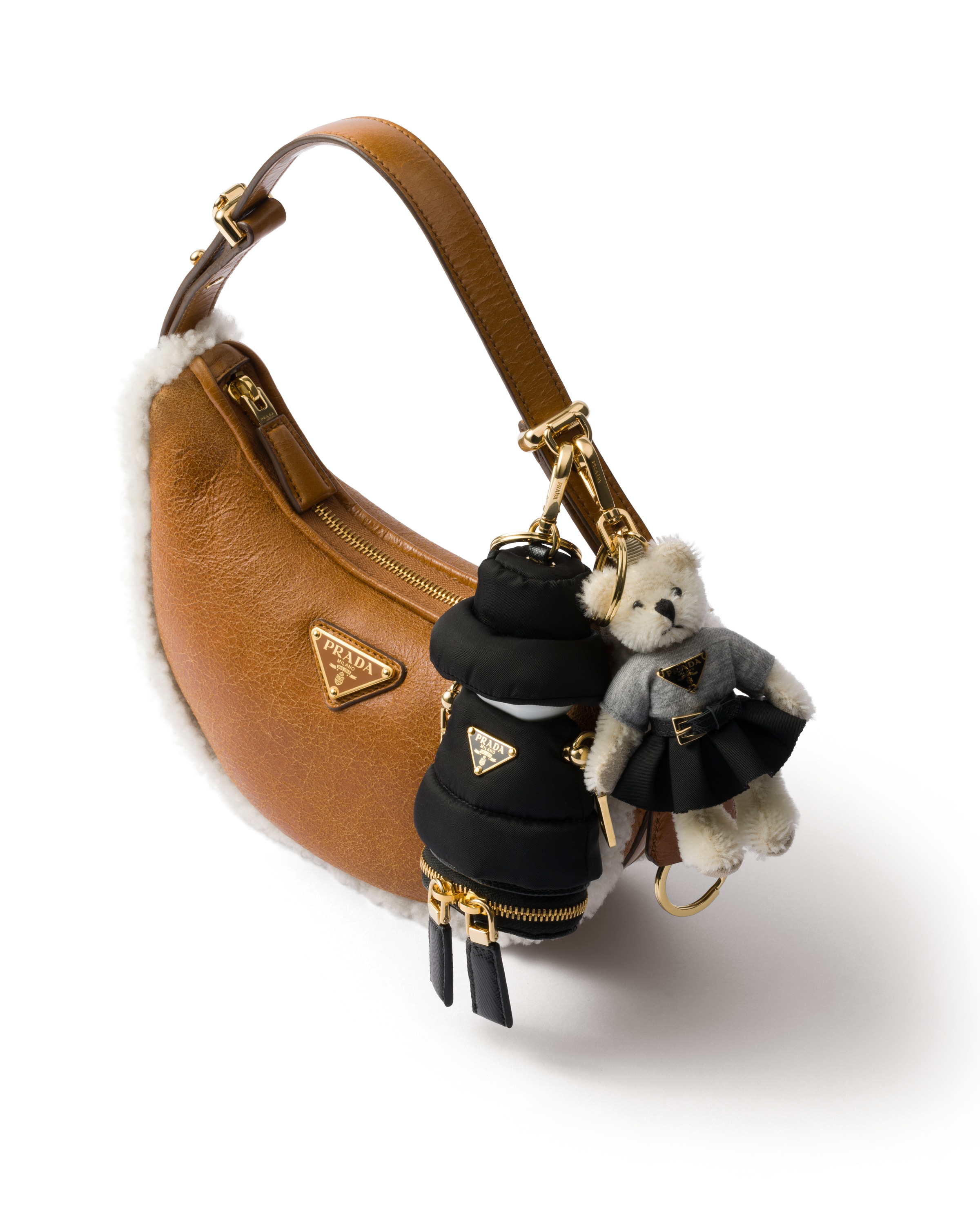 Prada Womens White Teddy Keychain Charm In Weiss