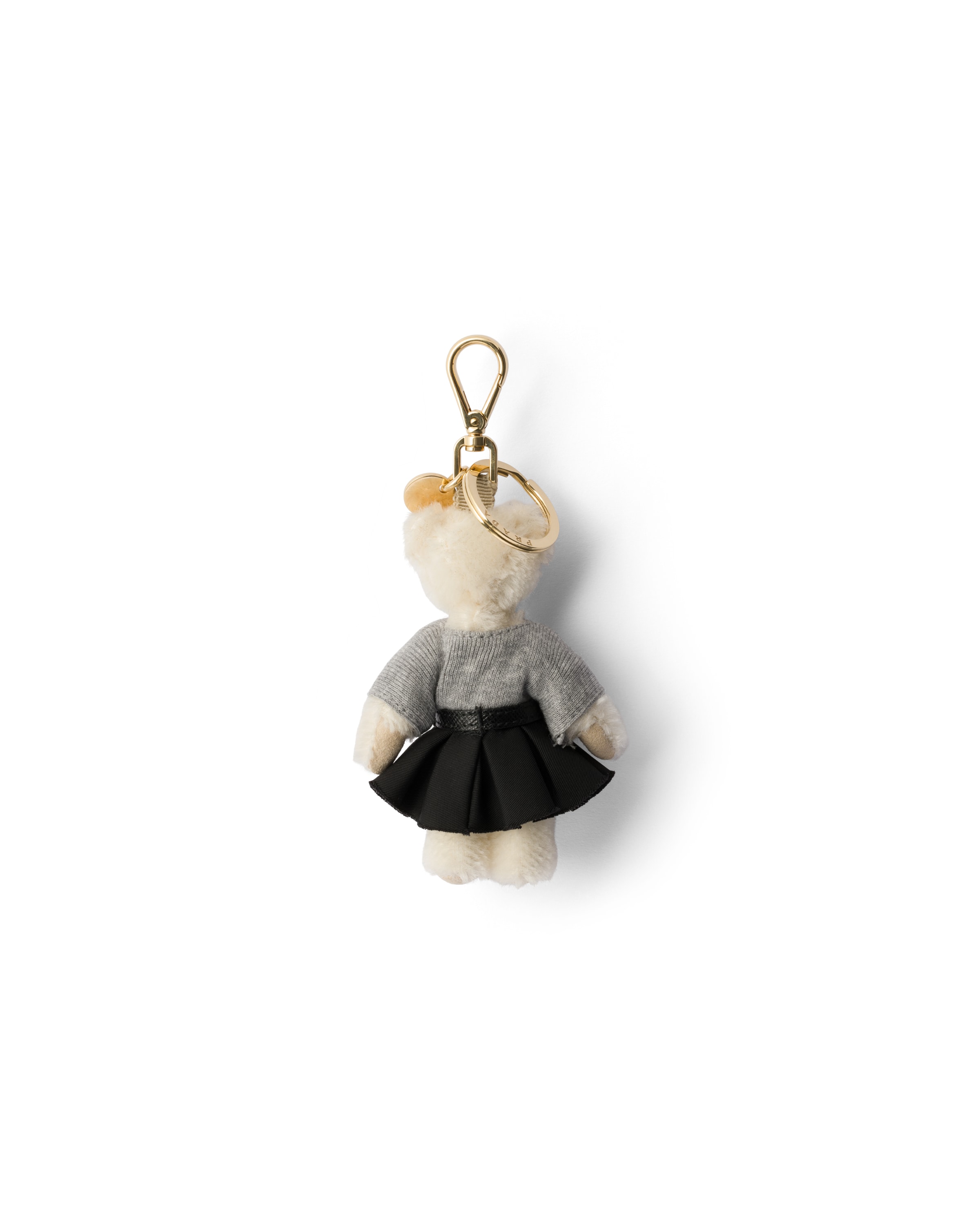 Prada Womens White Teddy Keychain Charm In Weiss