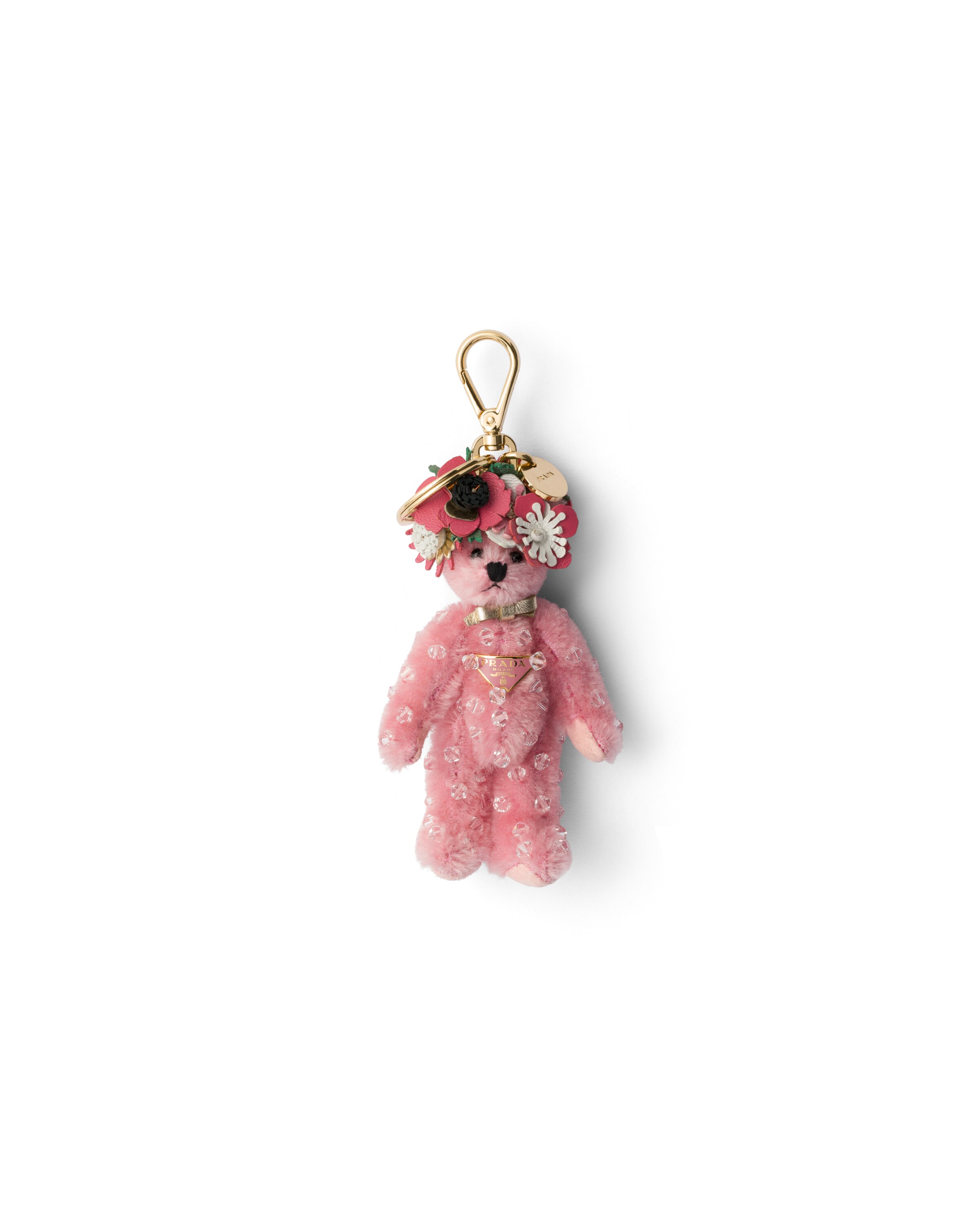 Prada Ciondolo Da Borsa Teddy Con Anello In Metallo, Donna, Rosa