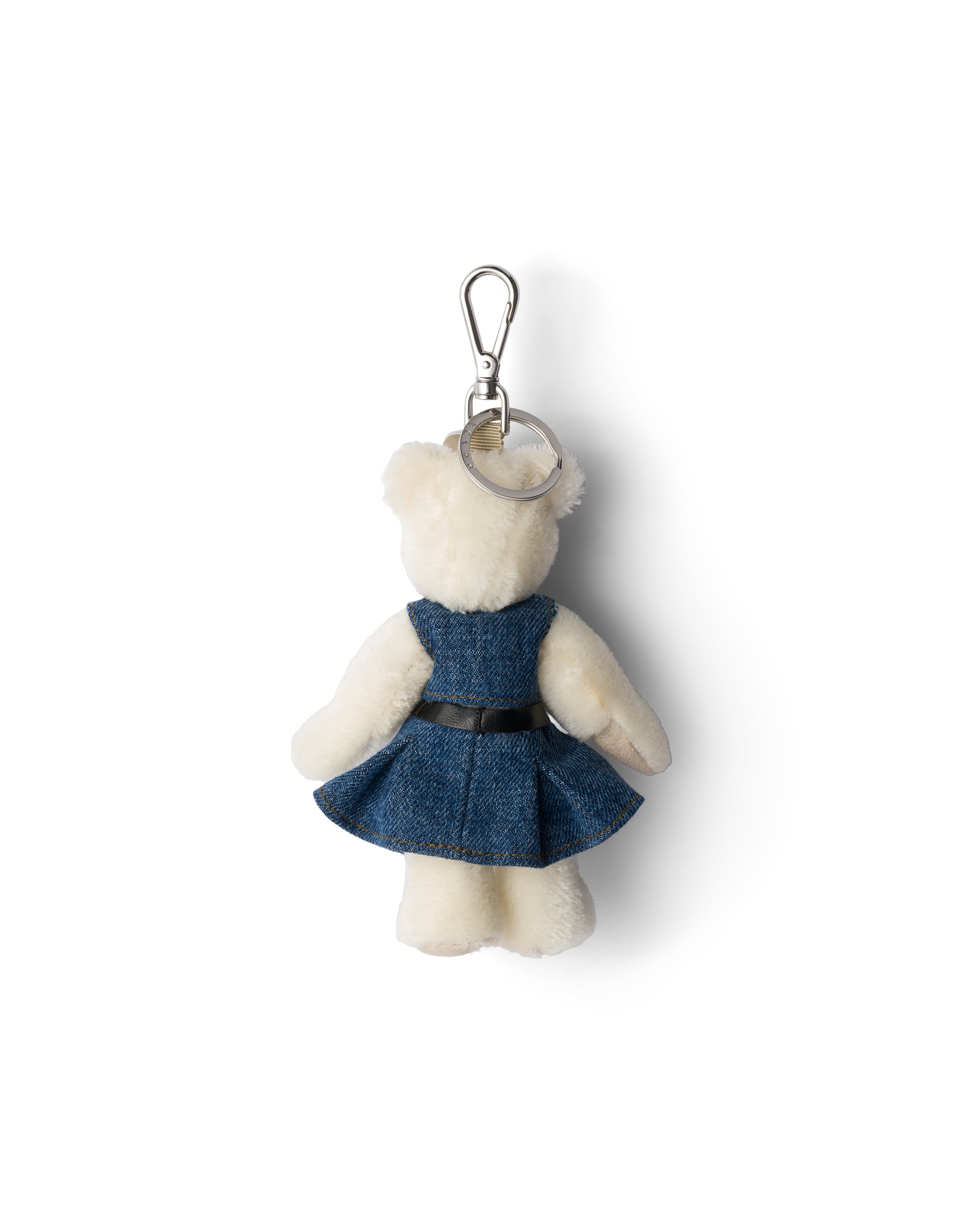 Prada Teddy Keychain Charm In White