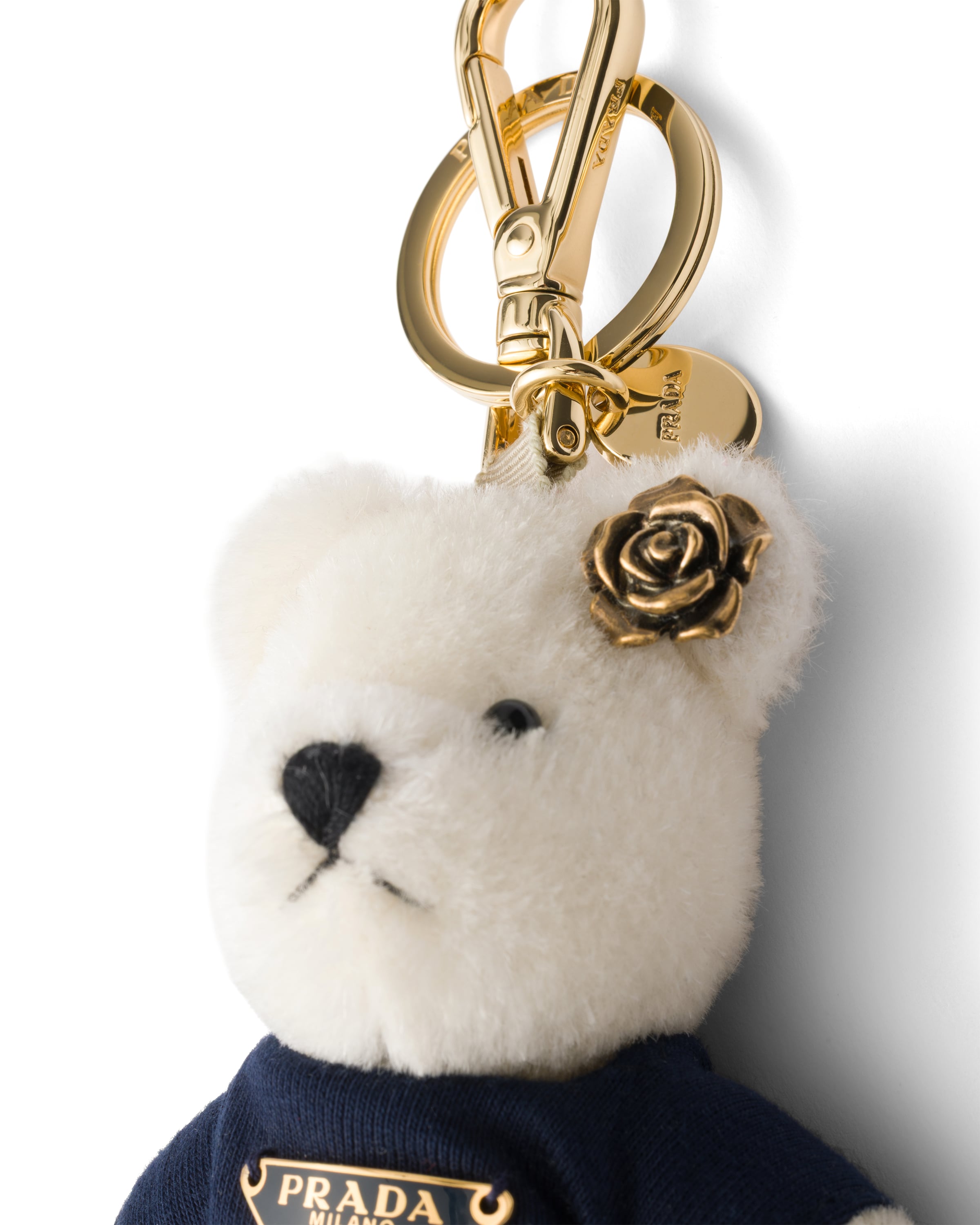 Prada Women's Teddy Bear Key Ring Charm With Metal Ring In Multi