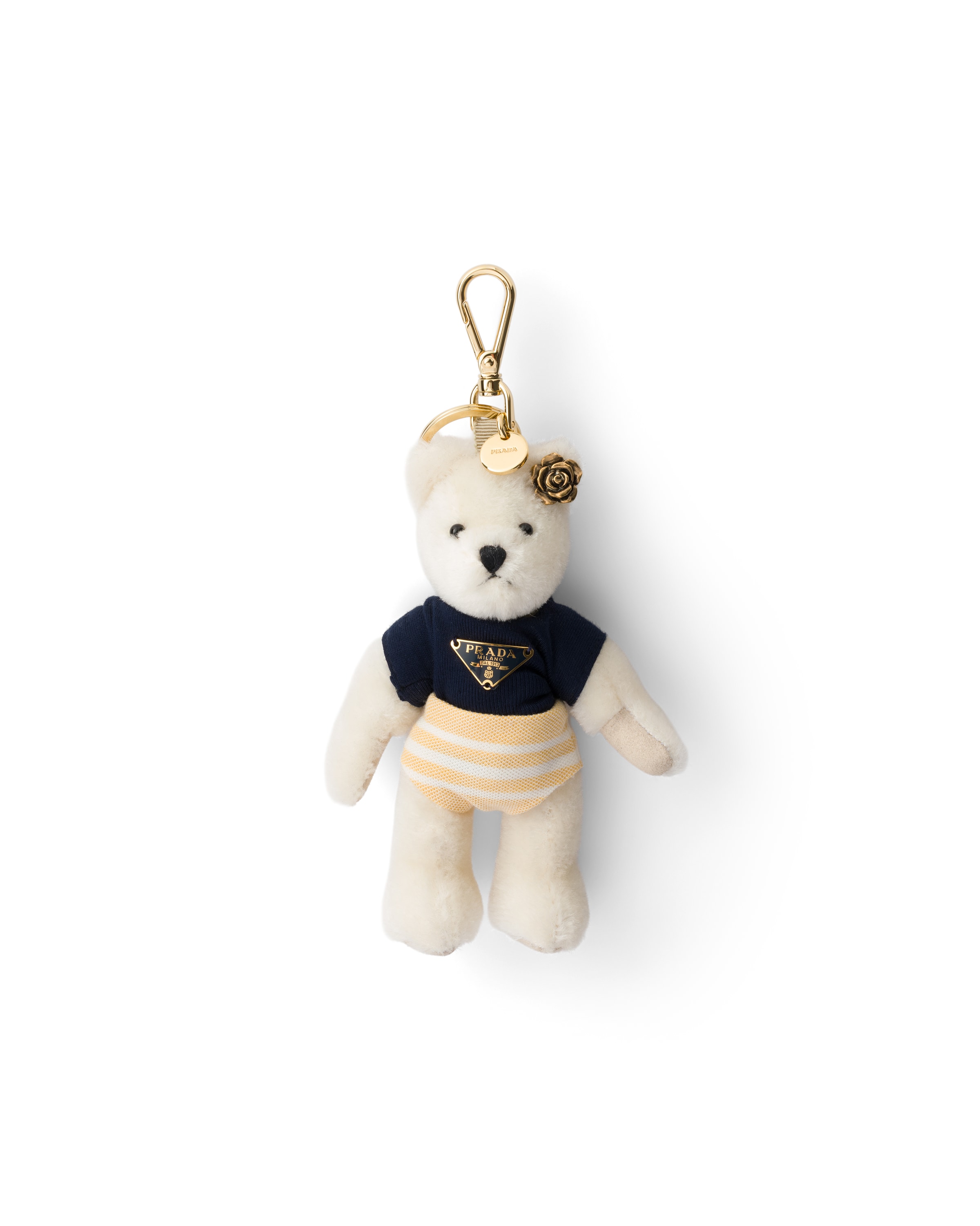 Prada Women's Teddy Bear Key Ring Charm With Metal Ring In Multi