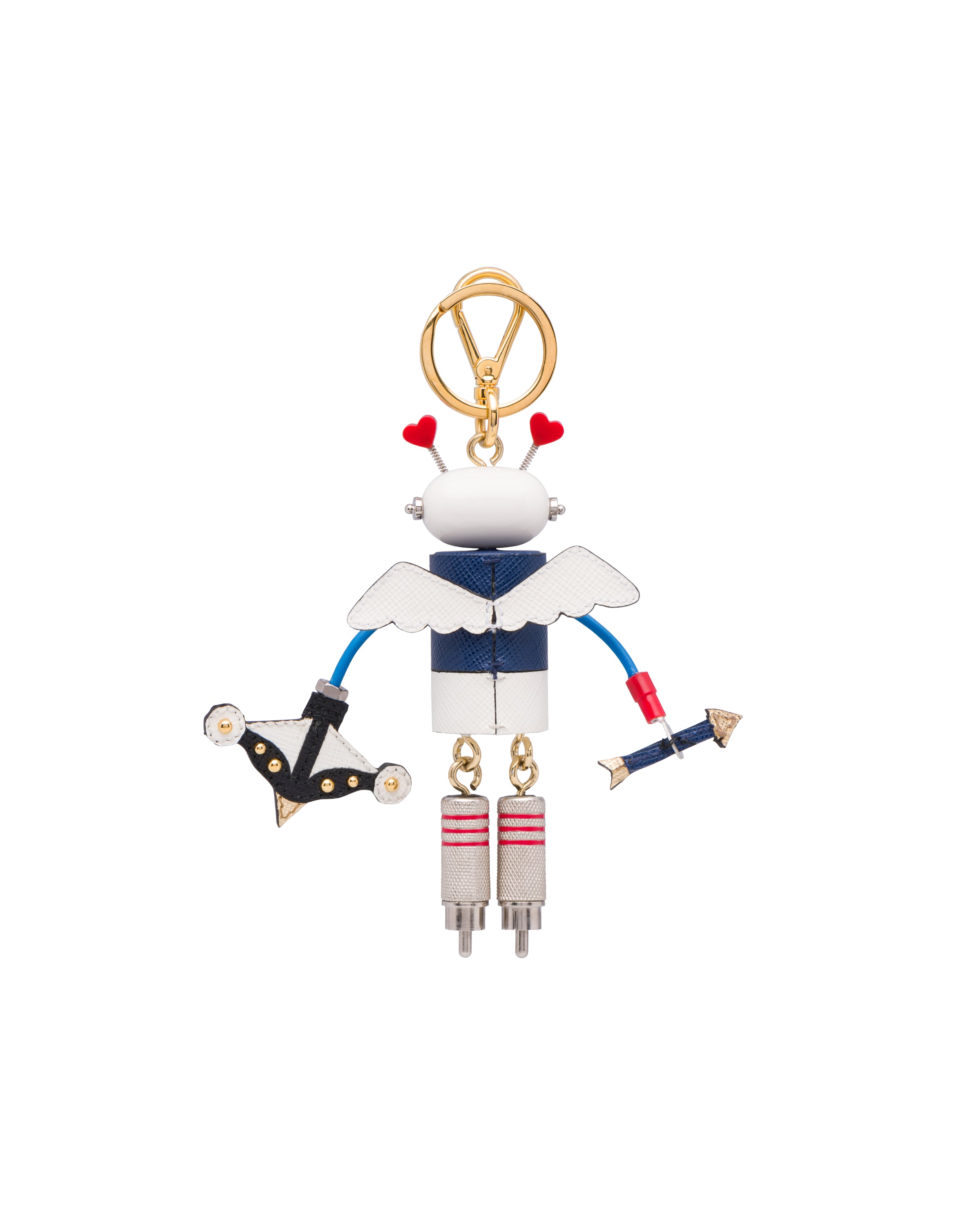 Prada Cupido Keyring In Bright Blue/white
