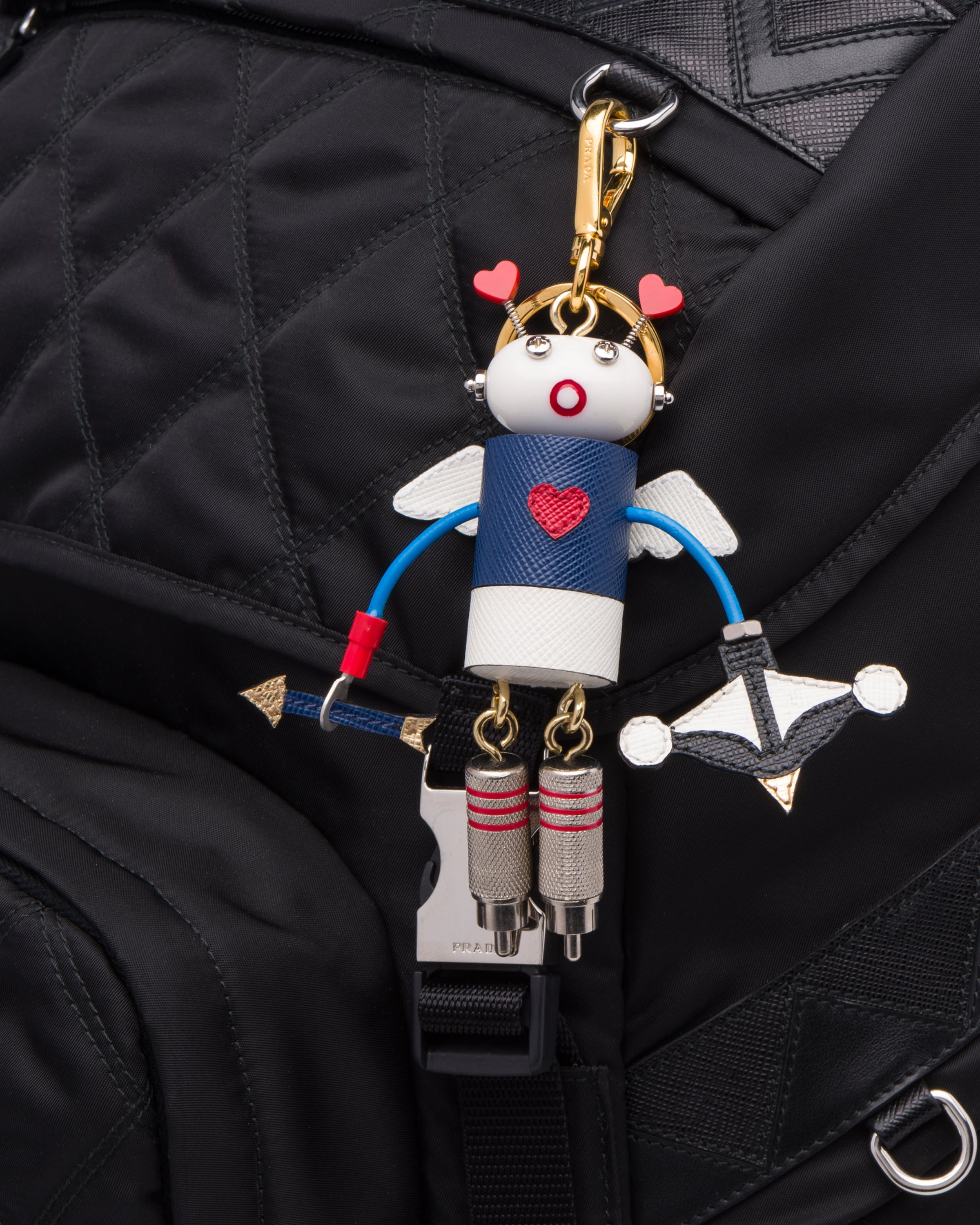 Prada Cupido Keyring In Bright Blue/white