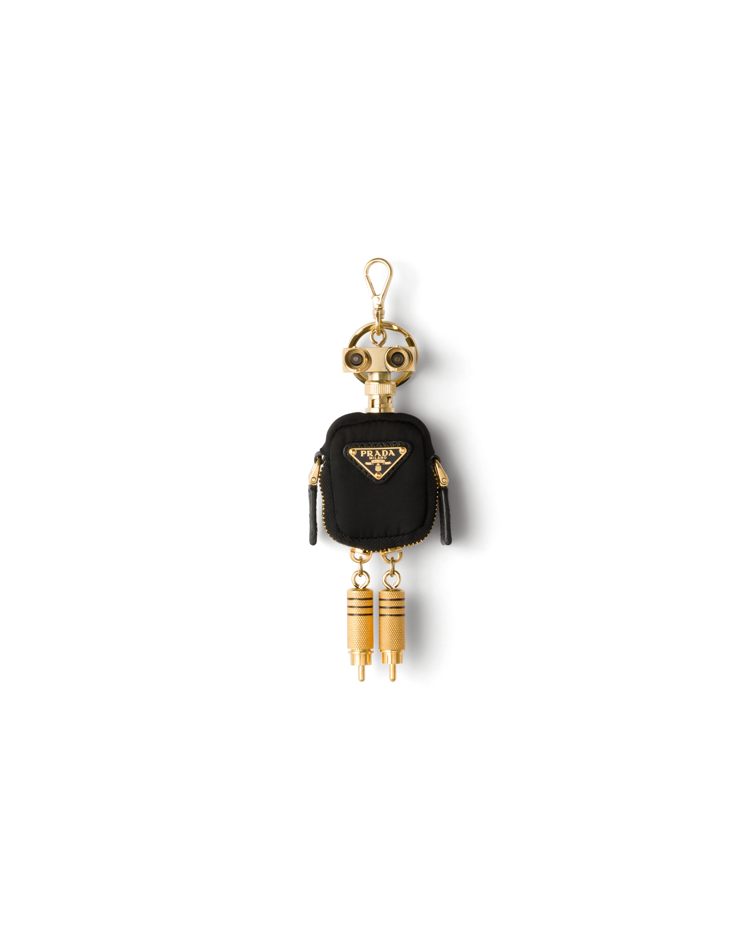 Prada Robot Re-nylon Bag Charm, Woman, Black