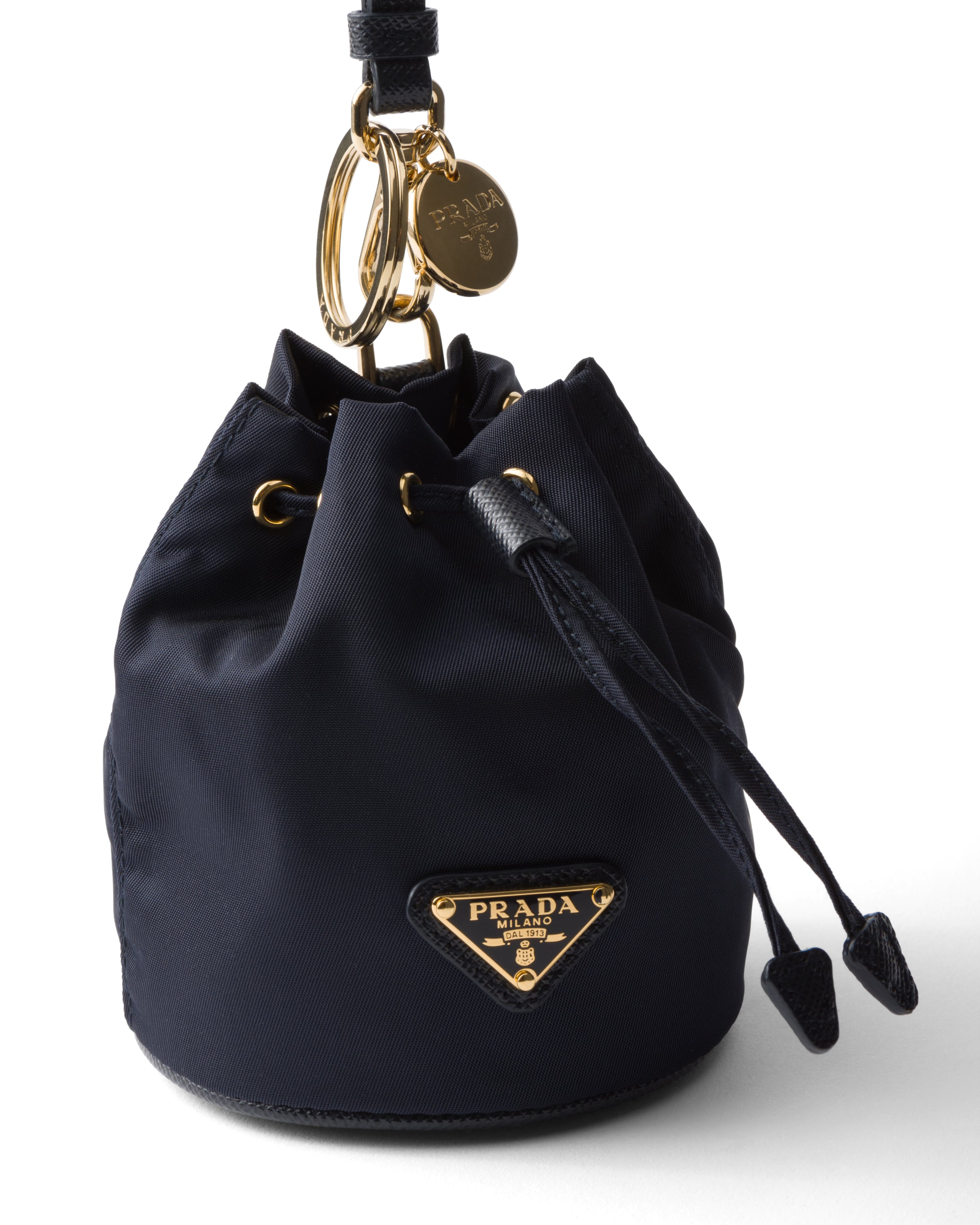 Prada Mini Icon Re-nylon Keychain Charm In Blue
