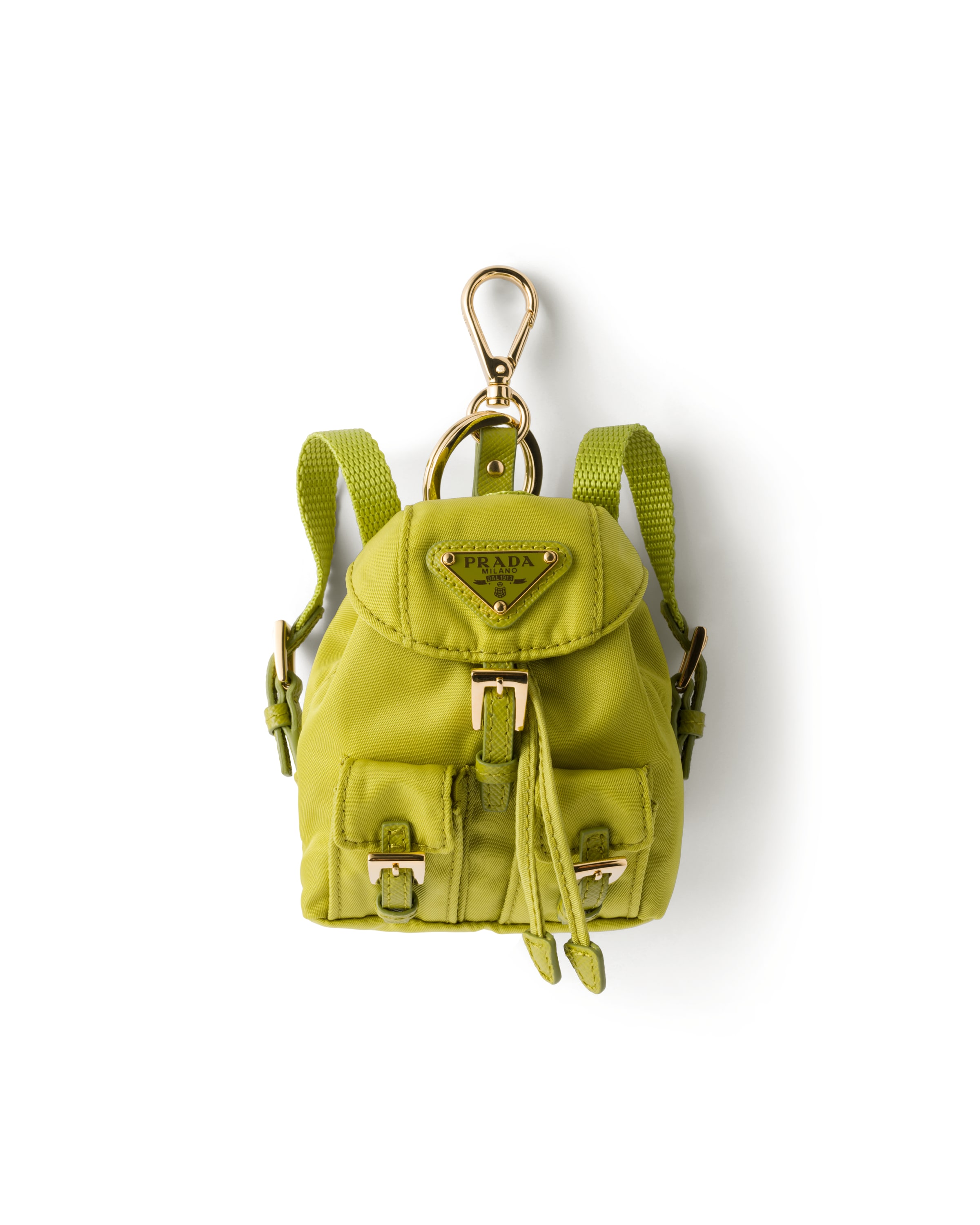 Prada Ciondolo Da Borsa Mini Icon In Re-nylon, Donna, Felce