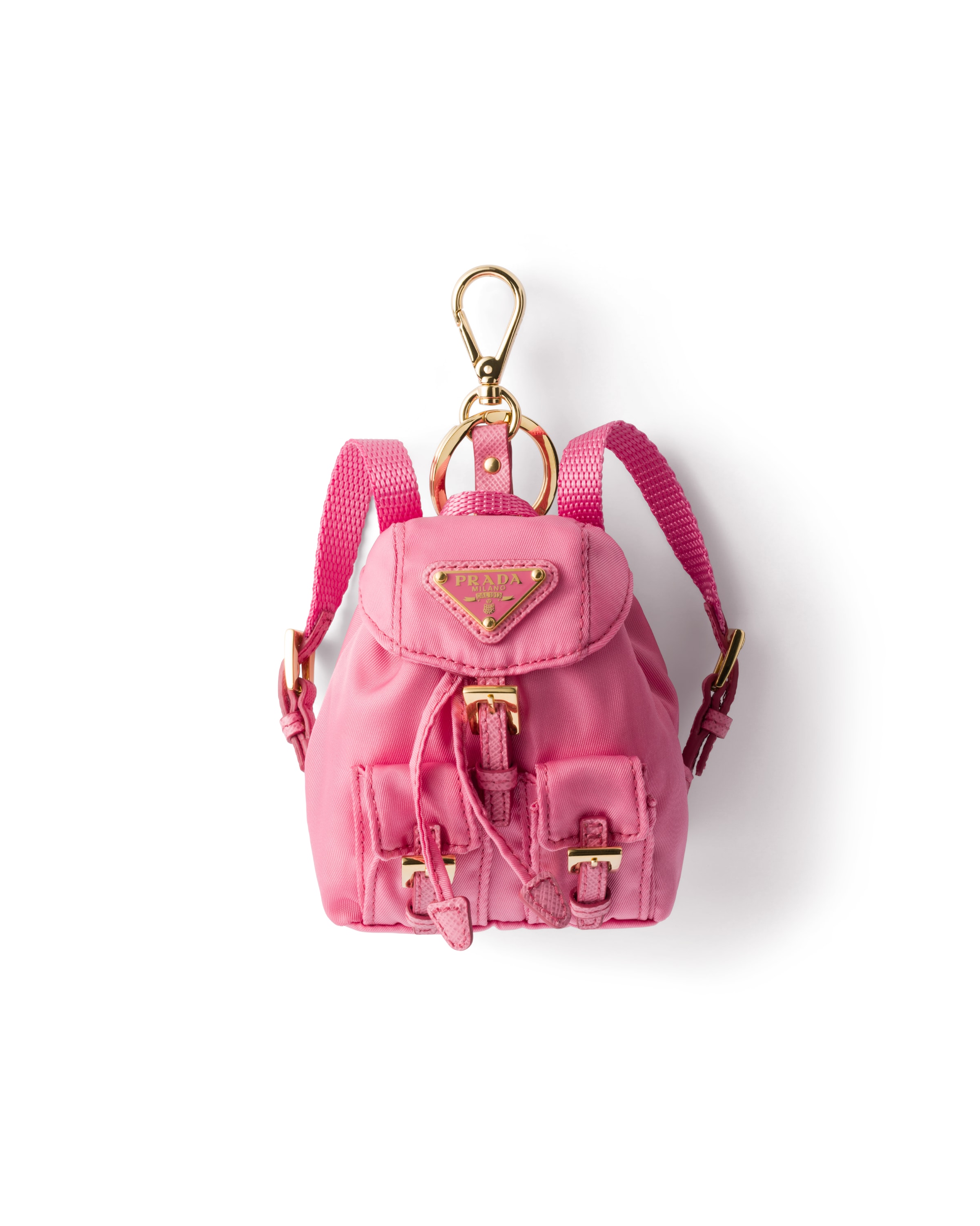 Prada Ciondolo Da Borsa Mini Icon In Re-nylon, Donna, Begonia