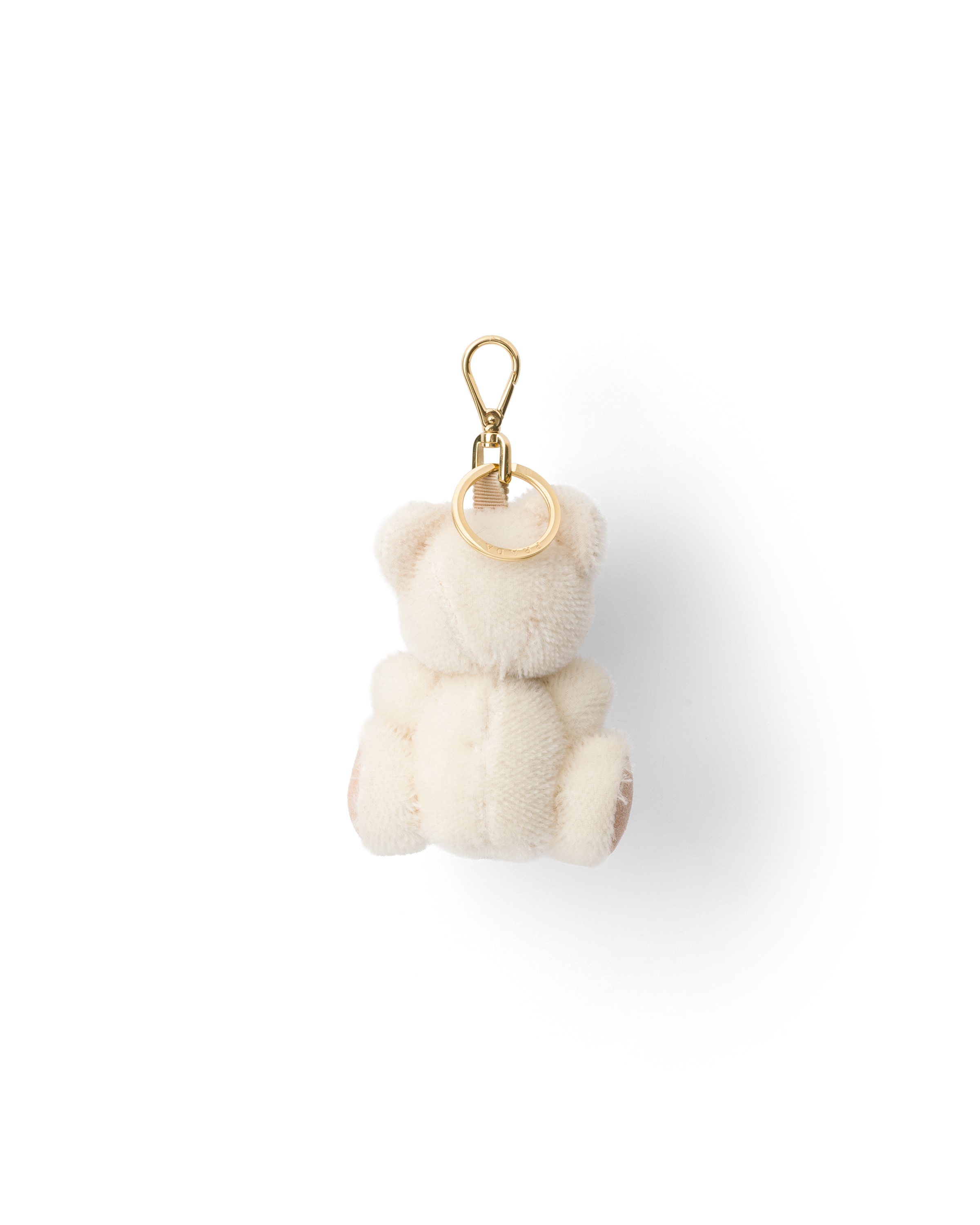 Prada Teddy Bear Key Ring Charm With Metal Ring In Brown
