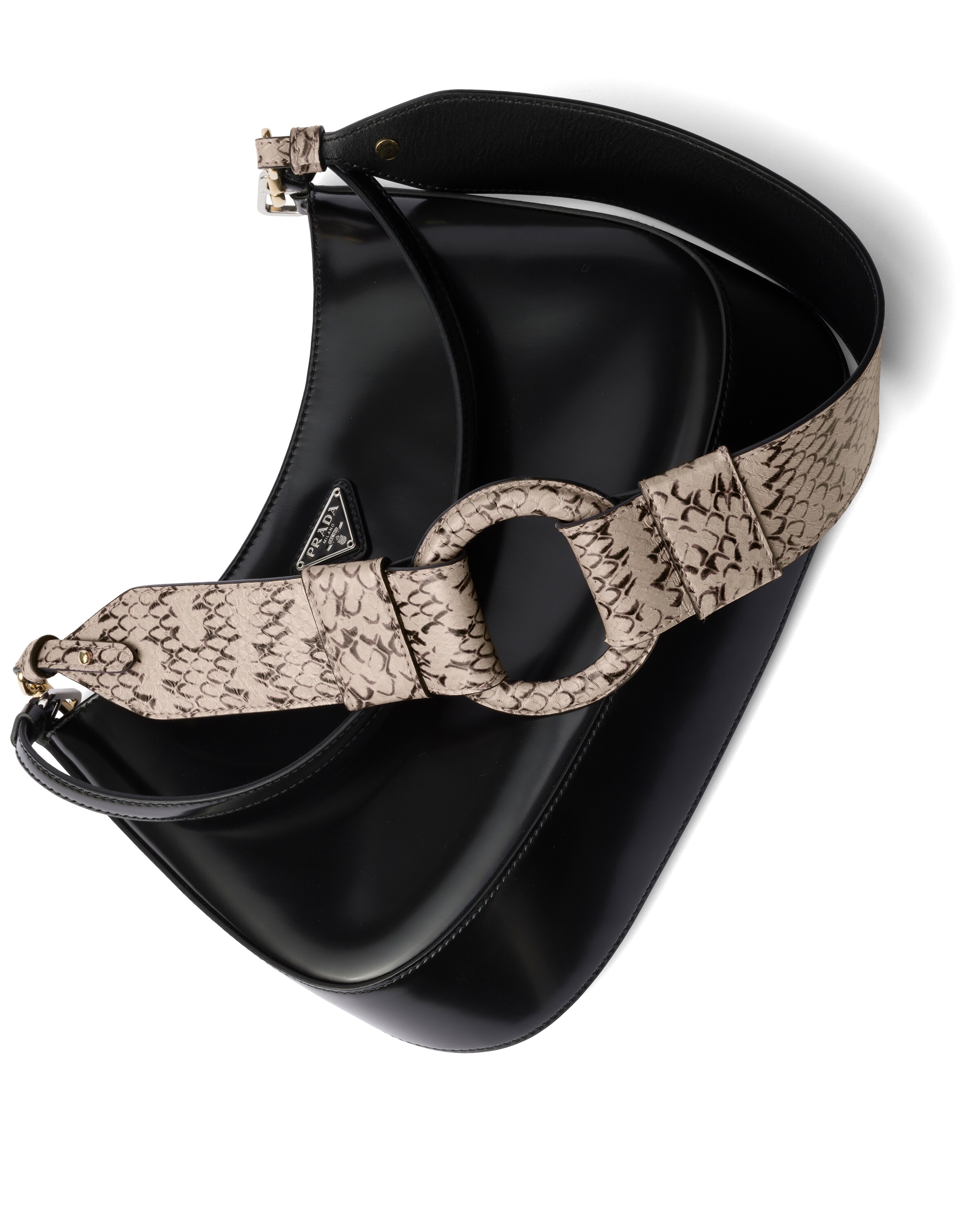 Prada Ayers Leather Shoulder Strap In Rock Gray