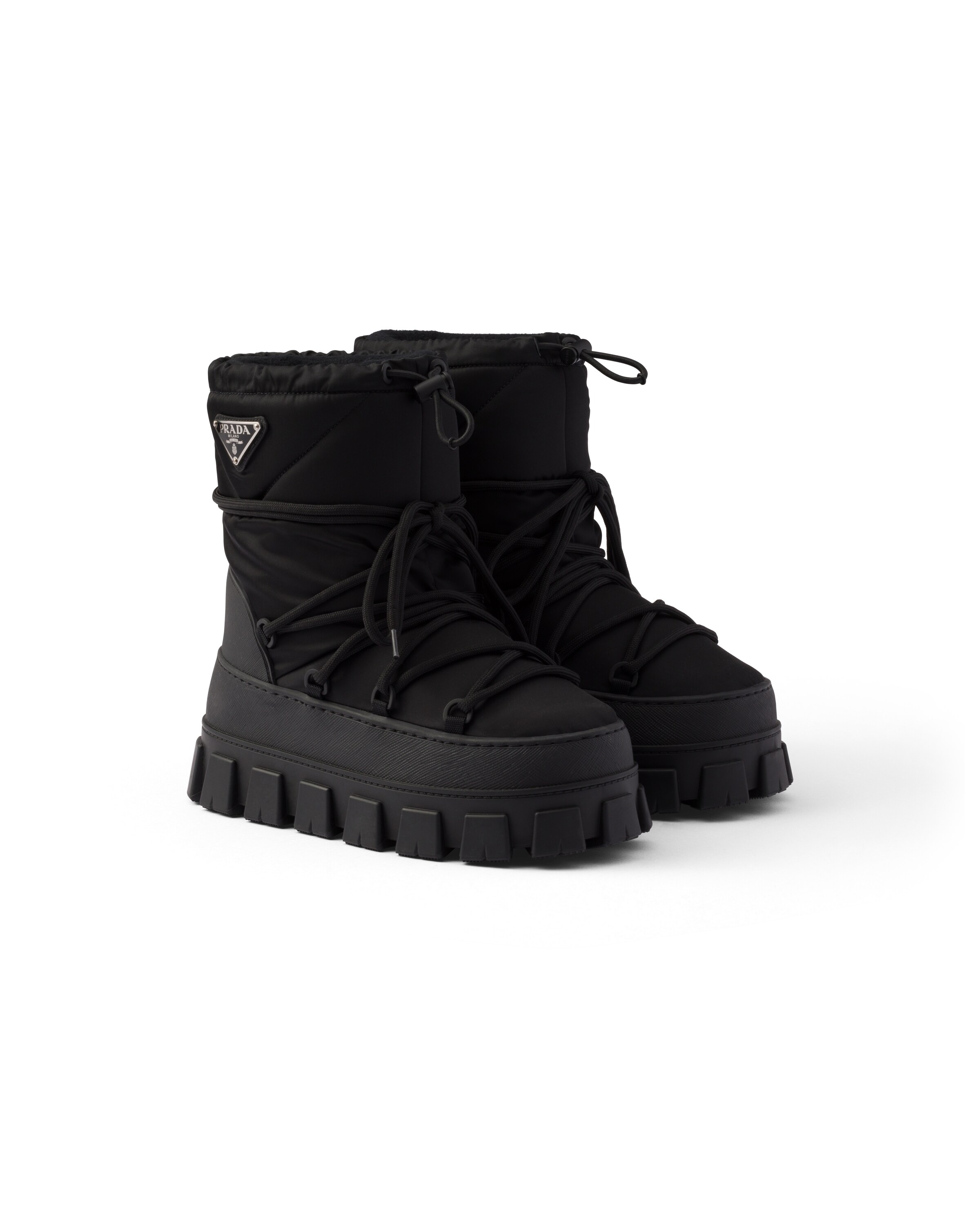 Prada Bottes Après-ski En Gabardine Re-nylon , Femme, Noir, Taille 37/38
