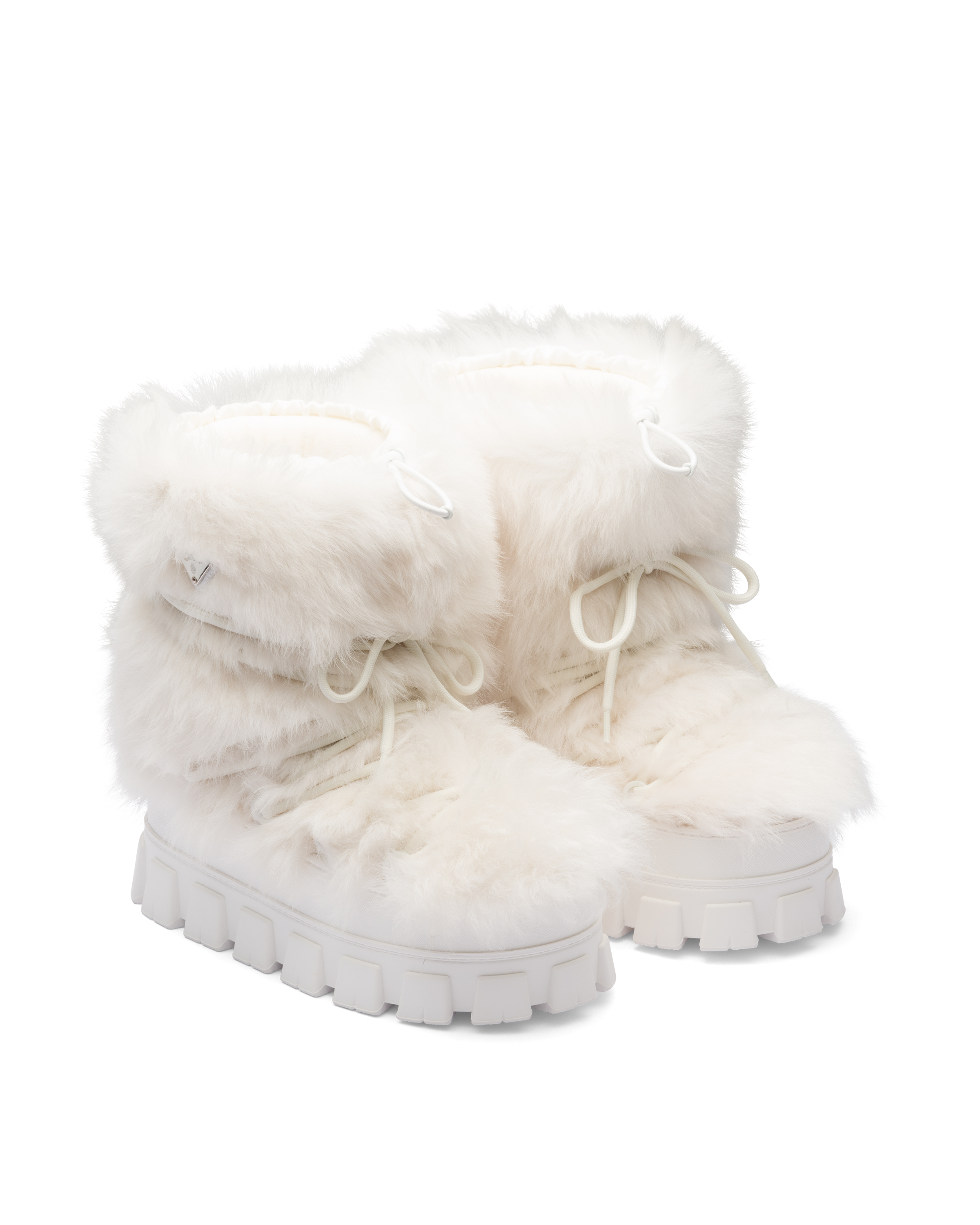 Prada Shearling Apres-ski Boots In White ModeSens