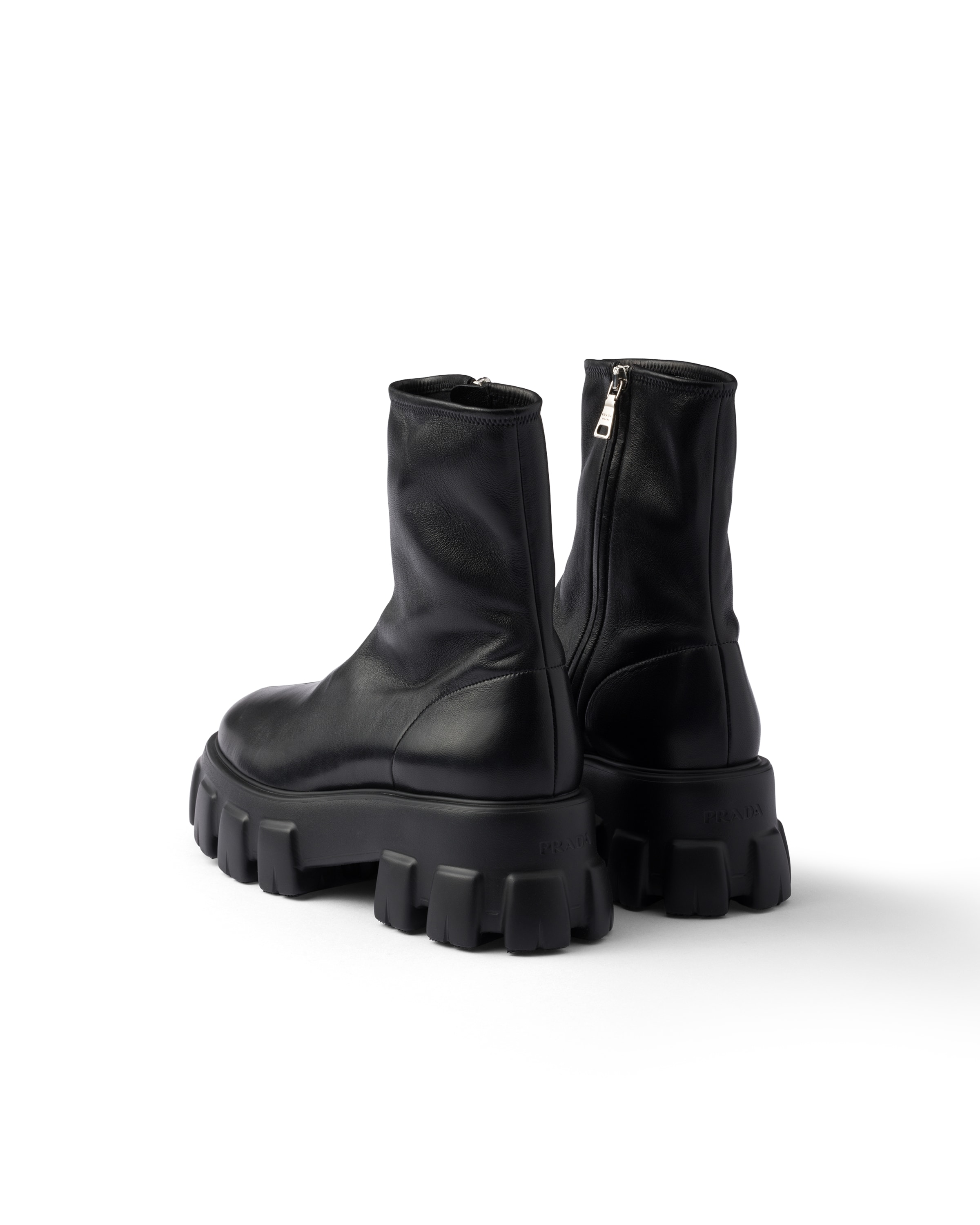 Prada Black Stretch Nappa Monolith Ankle Boots
