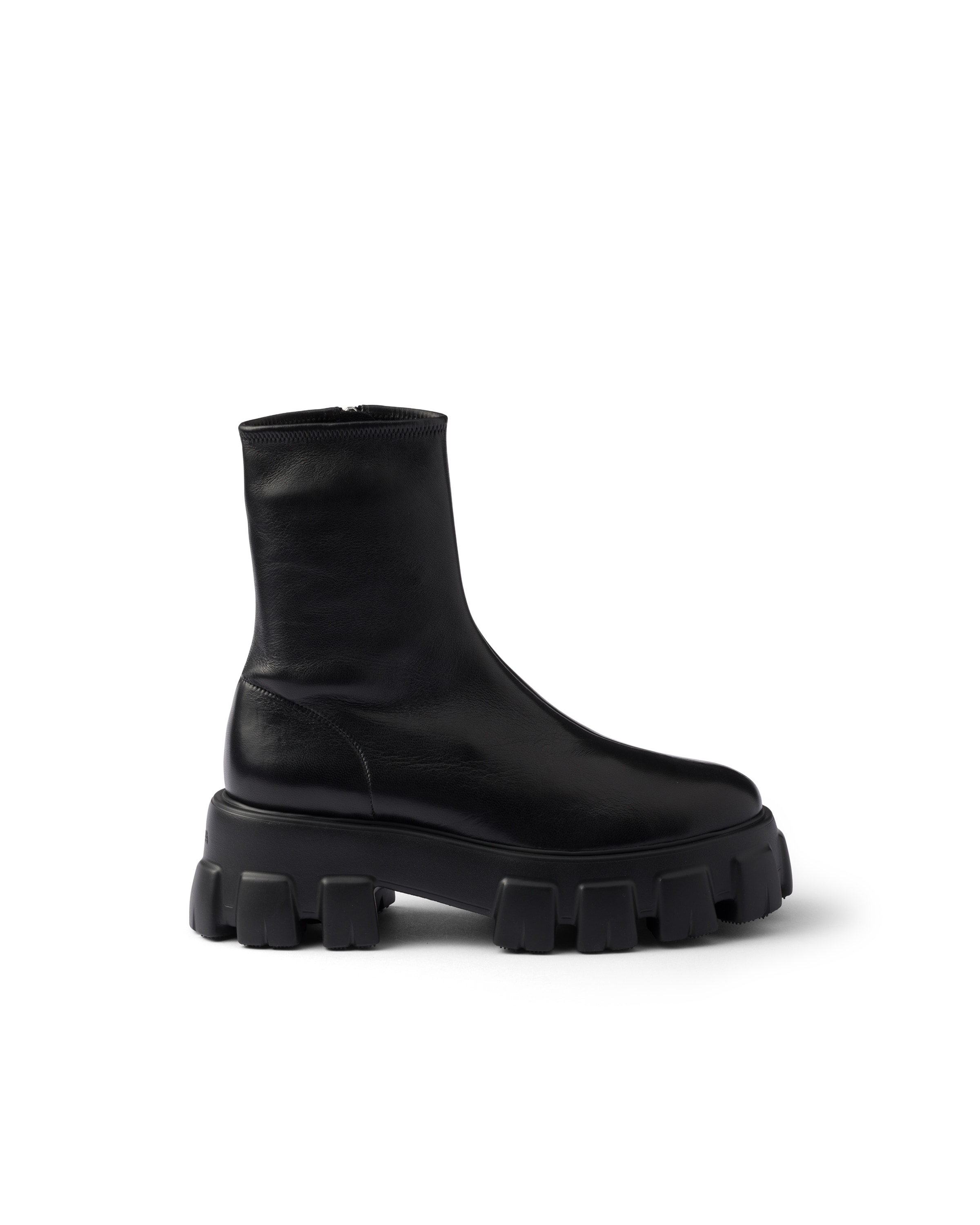 Prada Black Stretch Nappa Monolith Ankle Boots